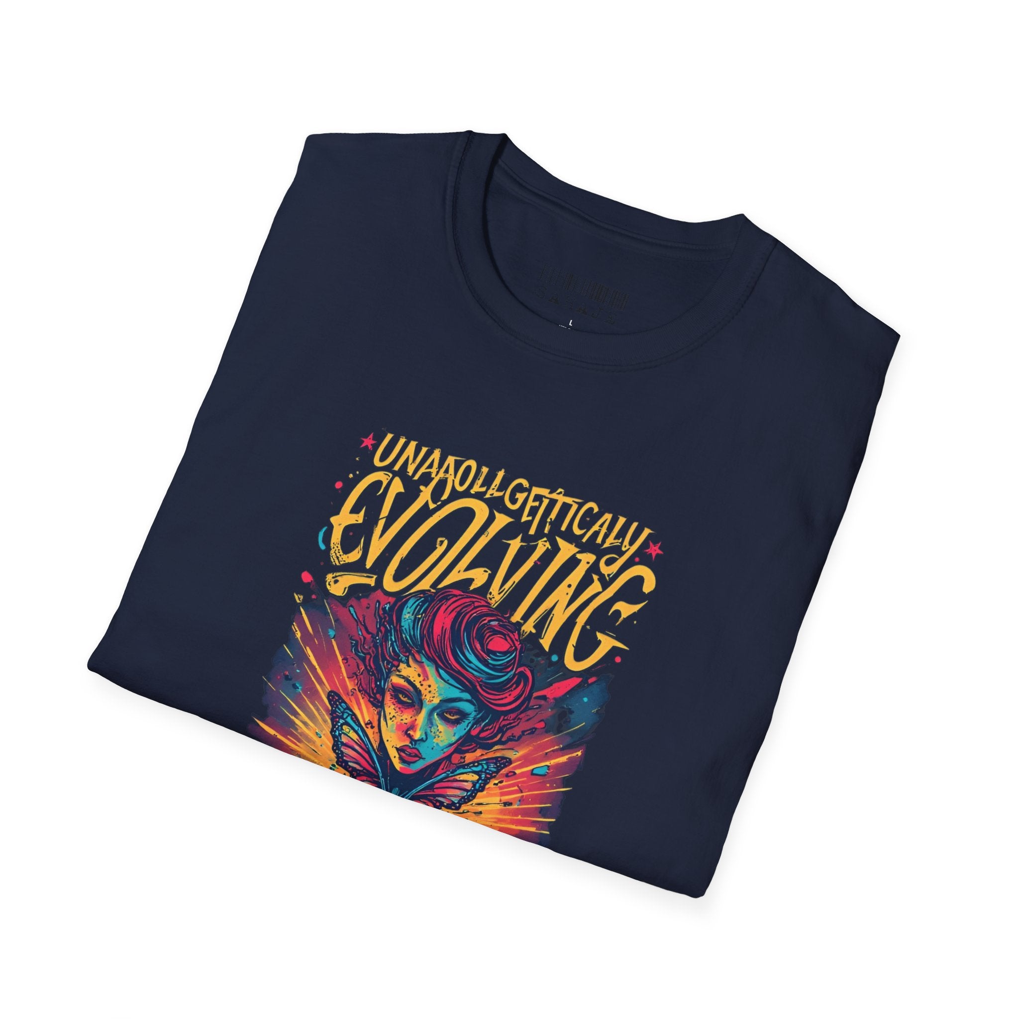 Unapologetically Evolving T-Shirt — Vibrant Butterfly Woman Graphic Tee