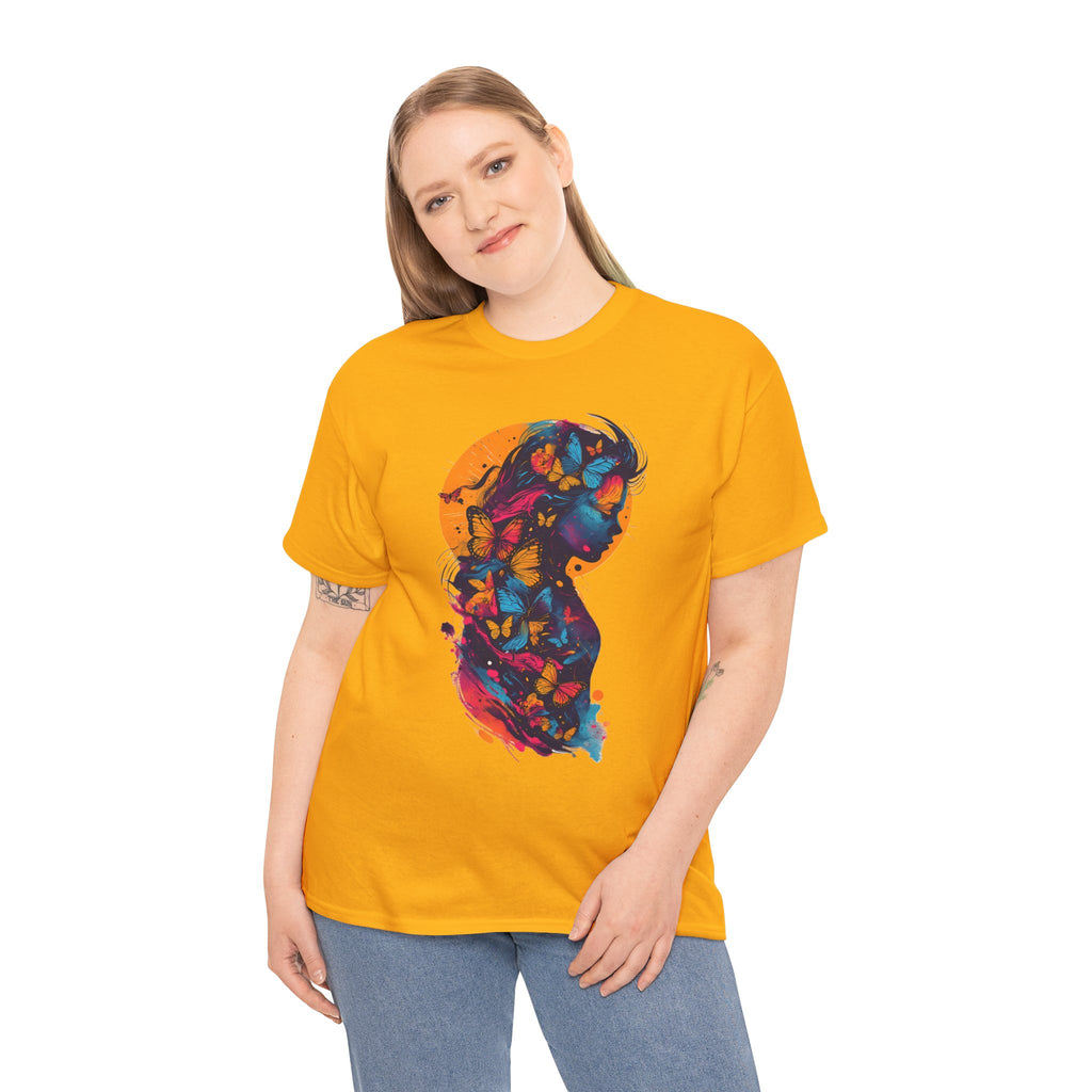 Butterfly Silhouette Graphic Tee — Colorful Maternity Profile Design