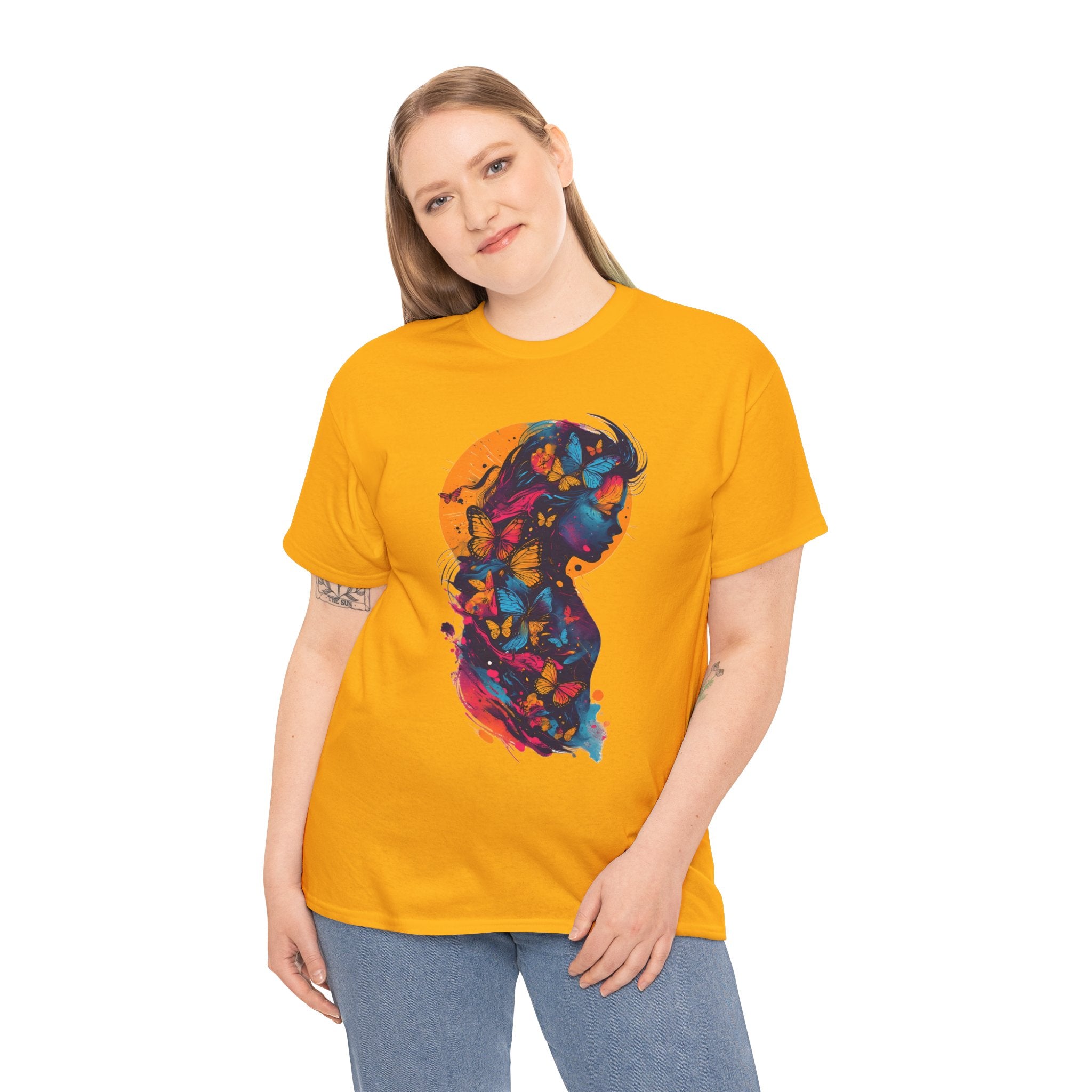 Butterfly Silhouette Graphic Tee — Colorful Maternity Profile Design