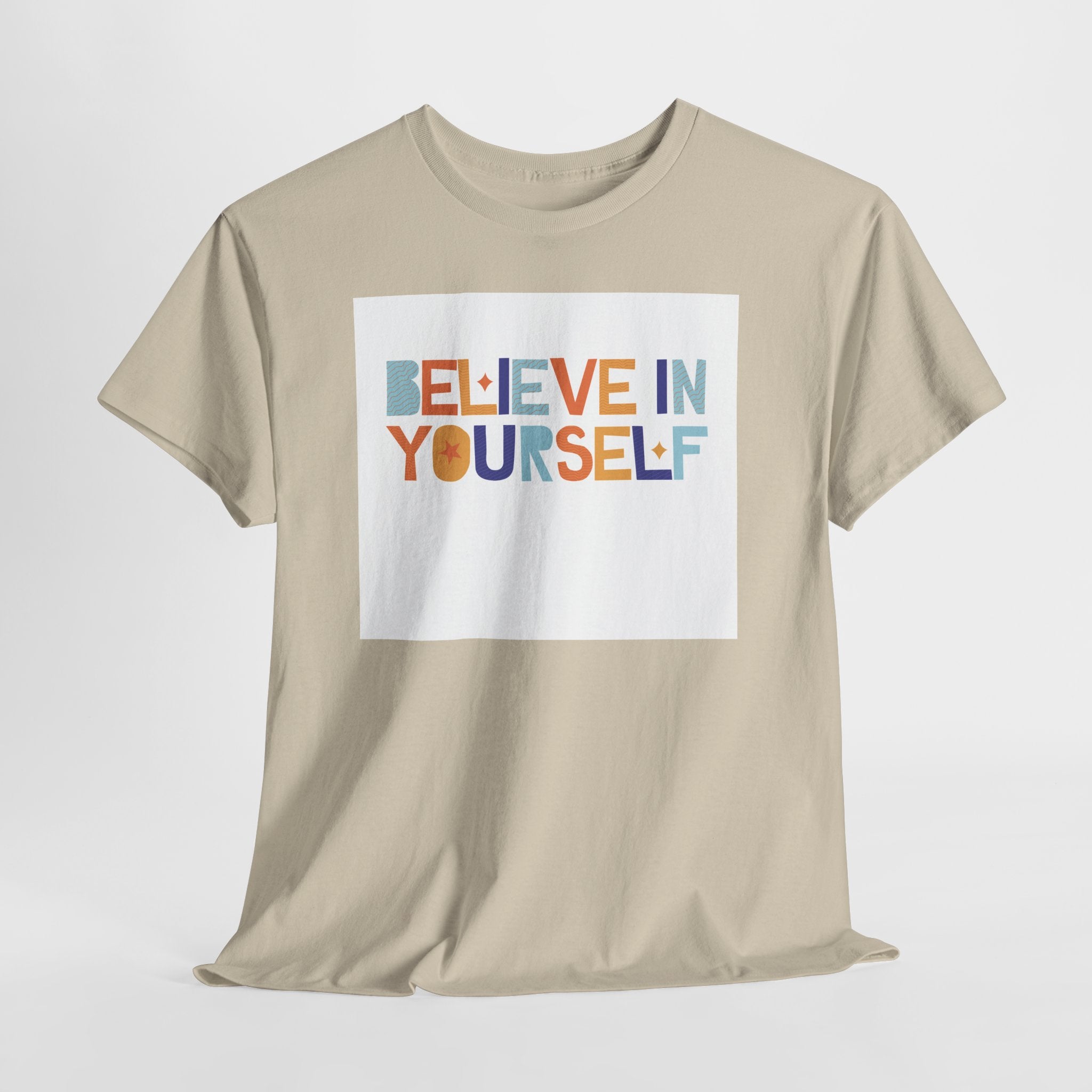 T-Shirt — "Believe in Yourself" Colorful Retro Motivational Tee