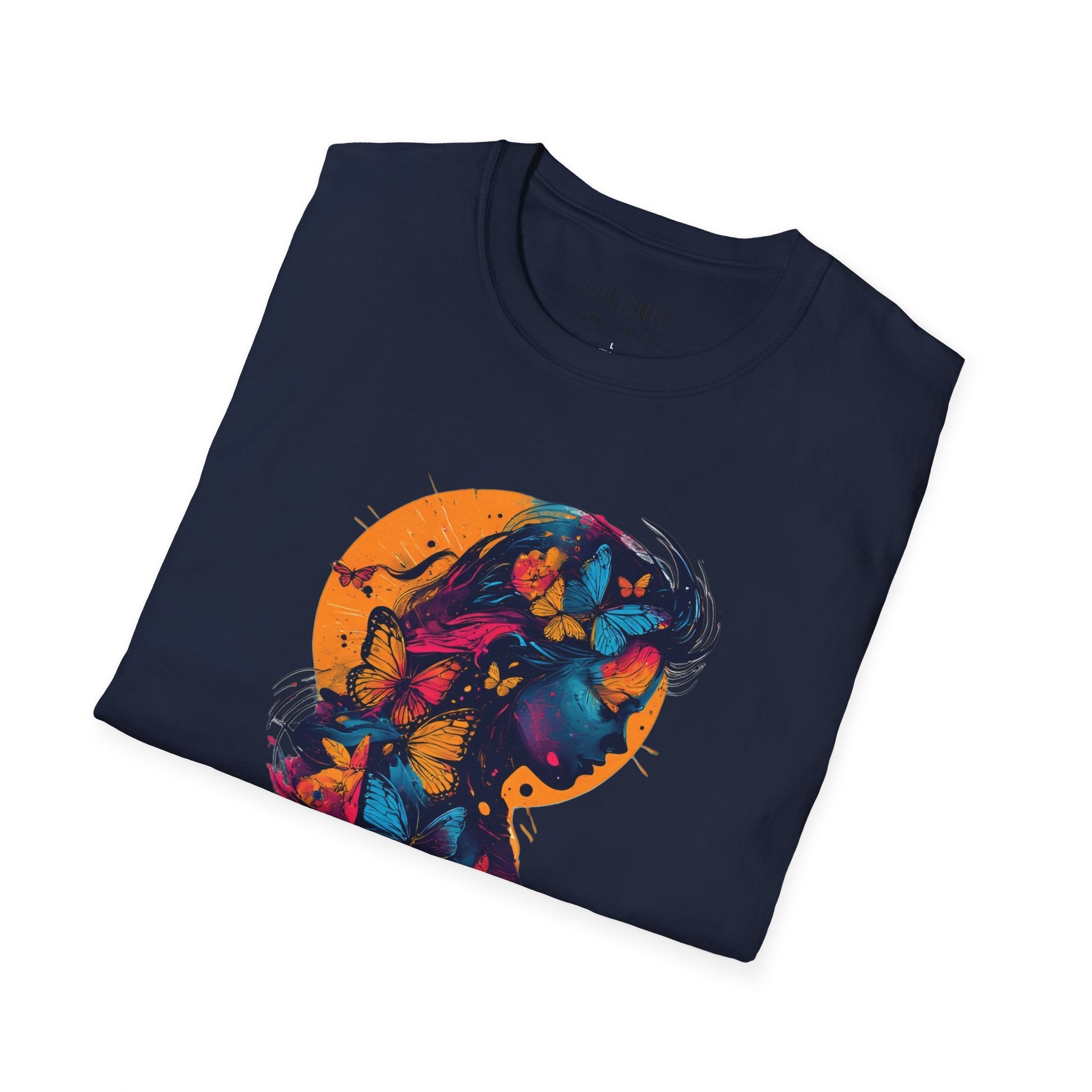 Butterfly Silhouette T-Shirt — Colorful Psychedelic Profile Tee