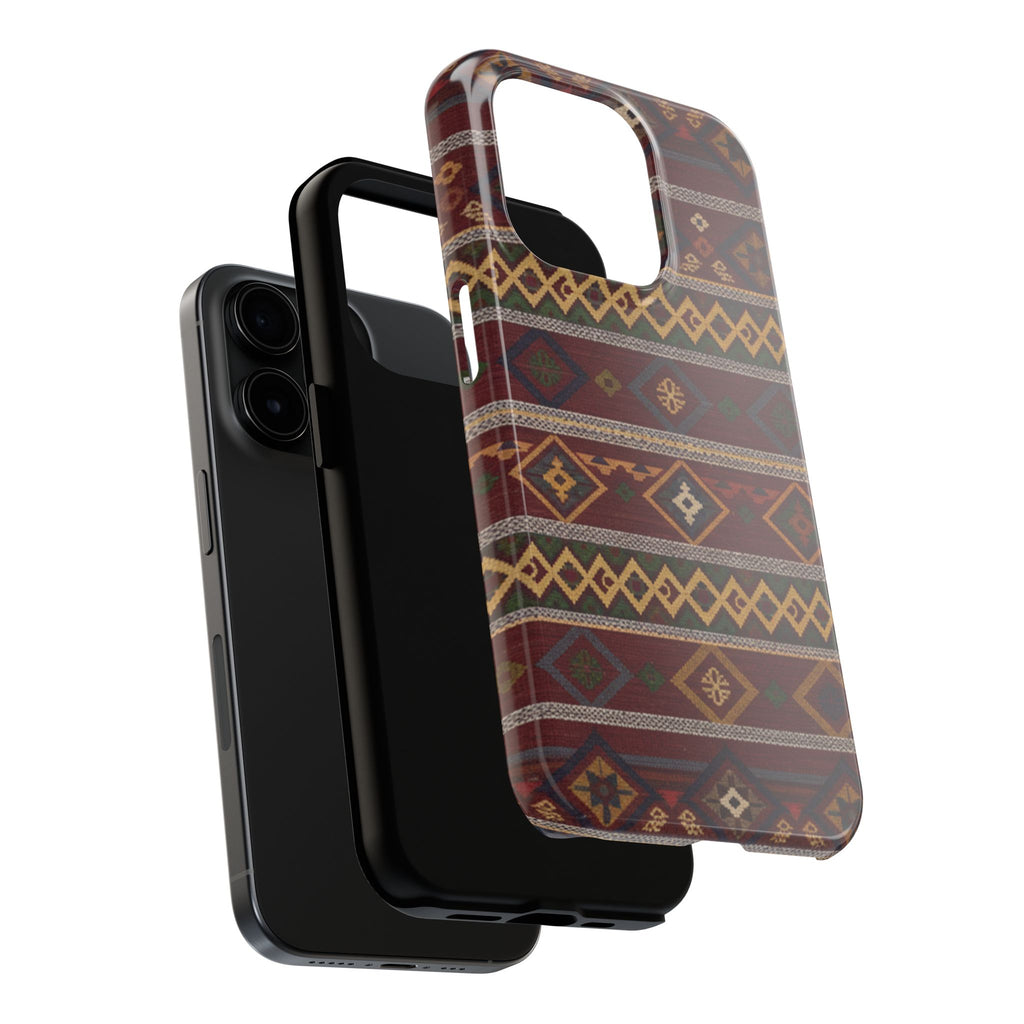 Aztec Pattern Tough Phone Case — Rustic Tribal Protective Cover