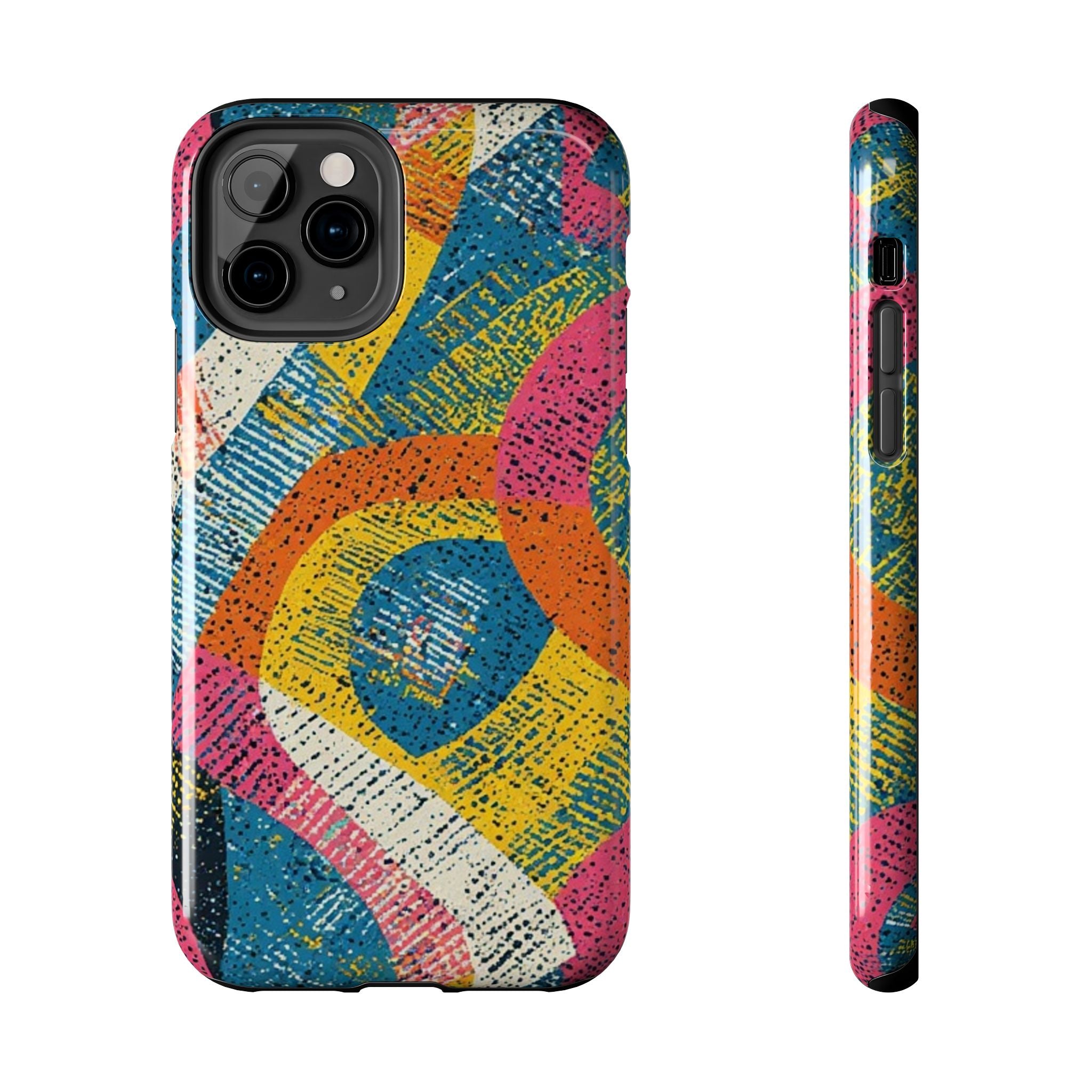 Bold Retro Abstract Tough Phone Case — Colorful Geometric Protective Cover