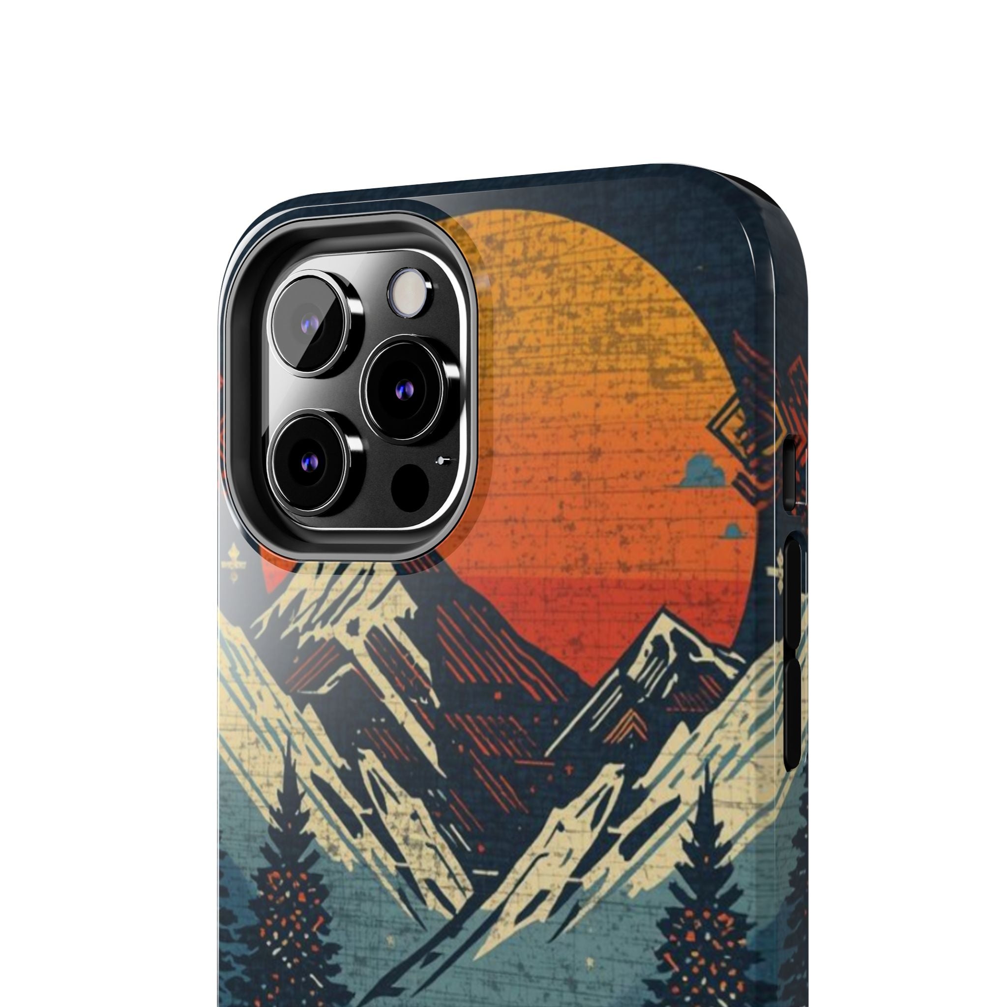 Tough Phone Case — Retro Mountain Sunset Design