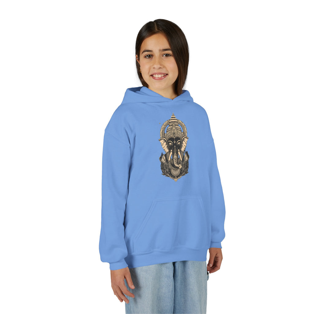Youth Hoodie — Majestic Ganesha Elephant Art Graphic