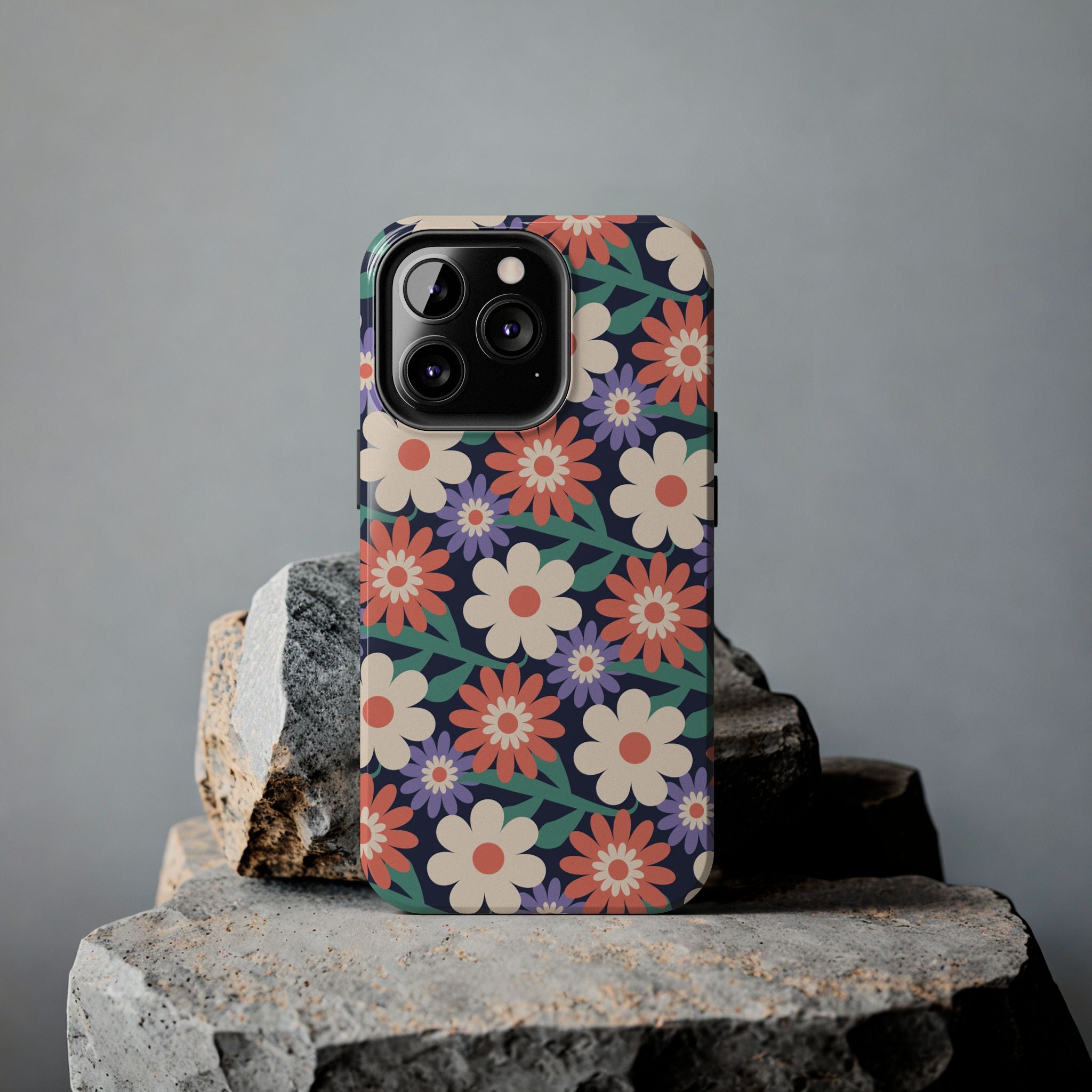 Floral Tough Phone Case — Retro Daisies Protective Phone Cover