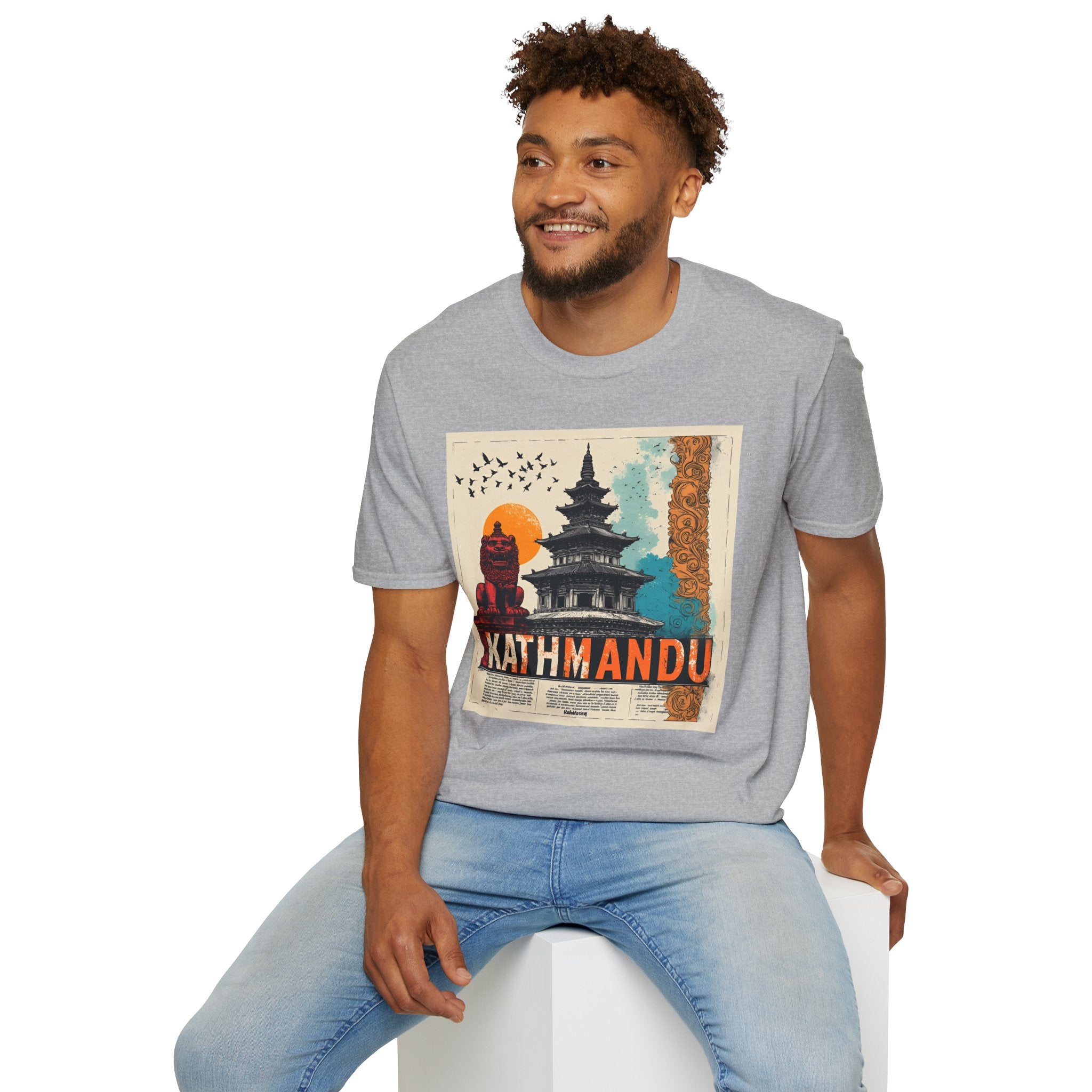 Kathmandu Vintage Travel T-Shirt – Retro Nepal Skyline Graphic Tee, Cultural Tourism Design