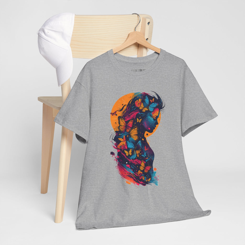 Butterfly Silhouette Graphic Tee — Colorful Maternity Profile Design