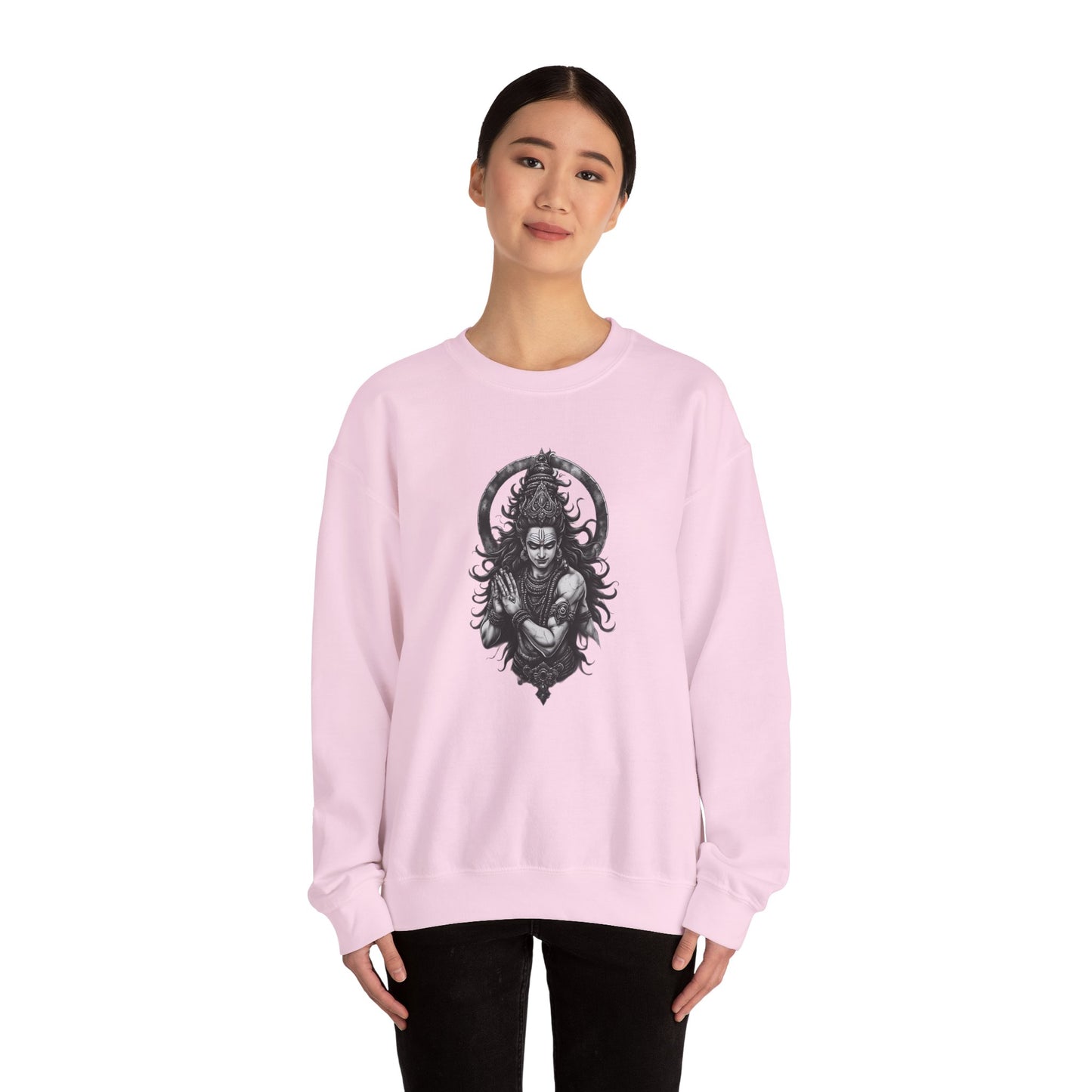 Shiva Meditation Crewneck Sweatshirt — Detailed Shiva Portrait Spiritual Yoga Pullover