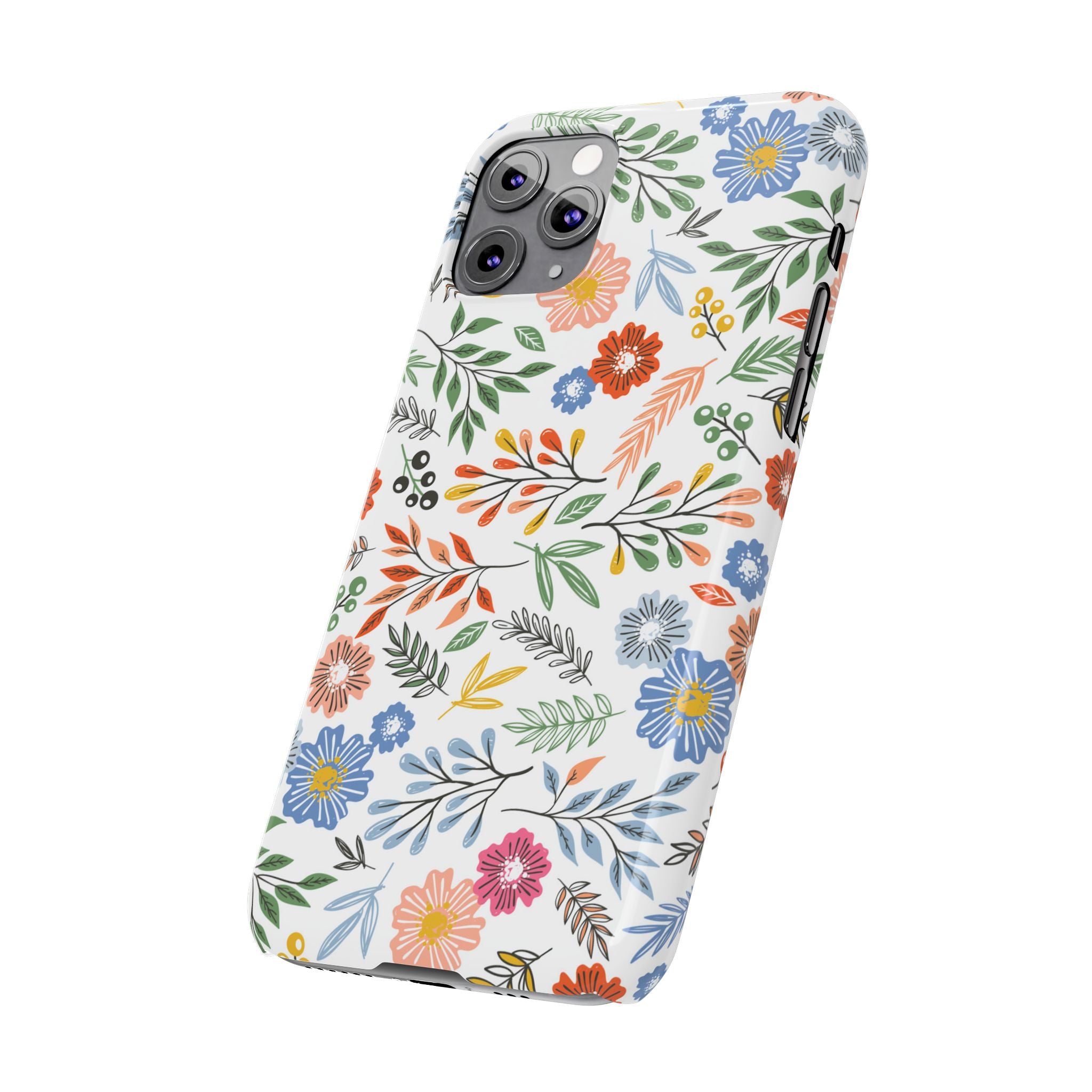 Slim Floral Phone Case — Colorful Hand-Drawn Wildflower Design