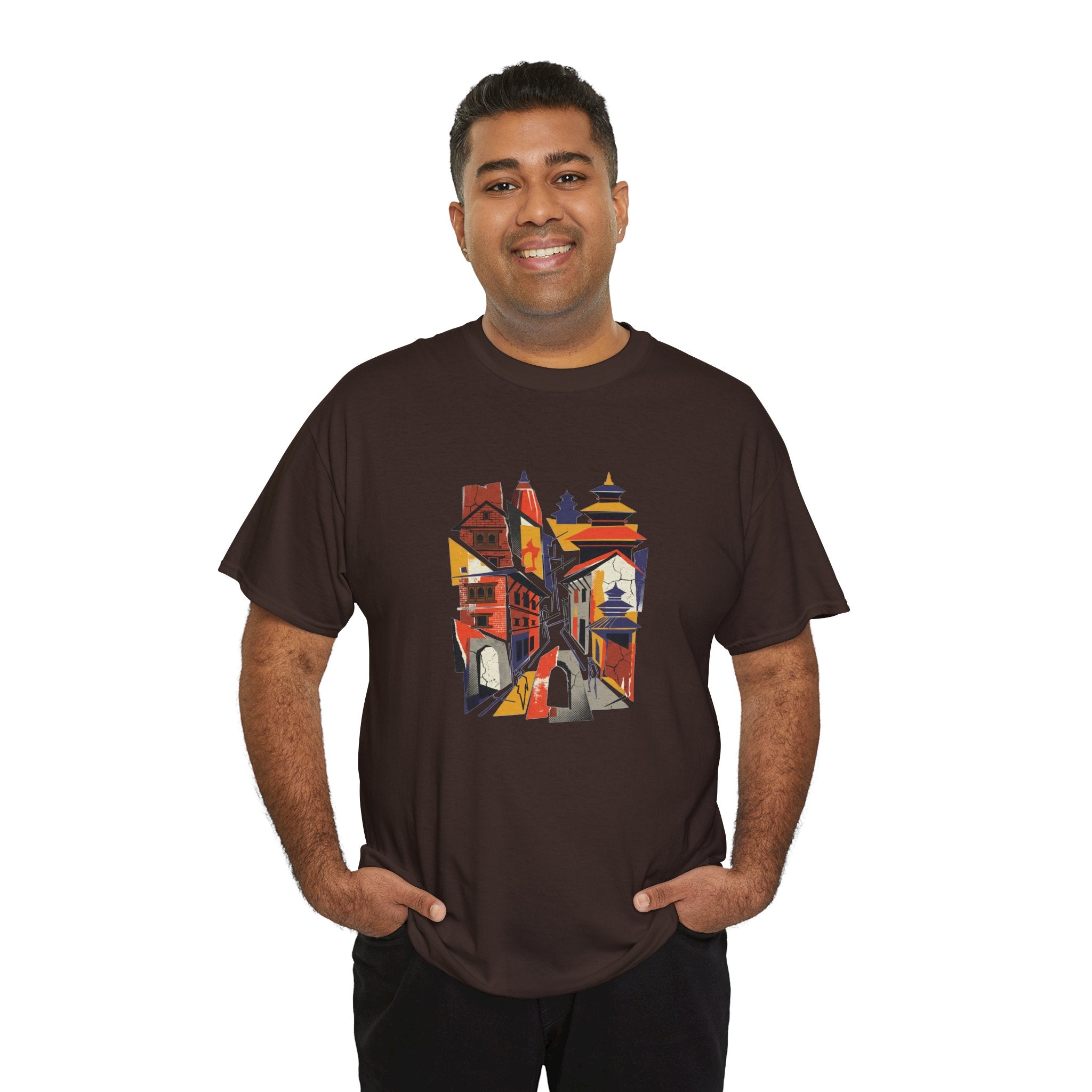 Cityscape Abstract Tee — Colorful Urban Architecture Graphic T‑Shirt