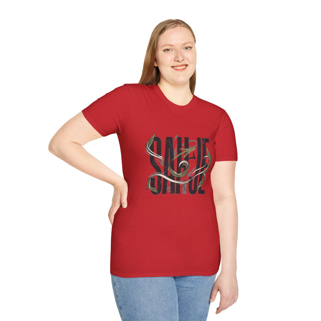 Saurus Graphic T-Shirt — Retro Block Lettering with Snake Illustration
