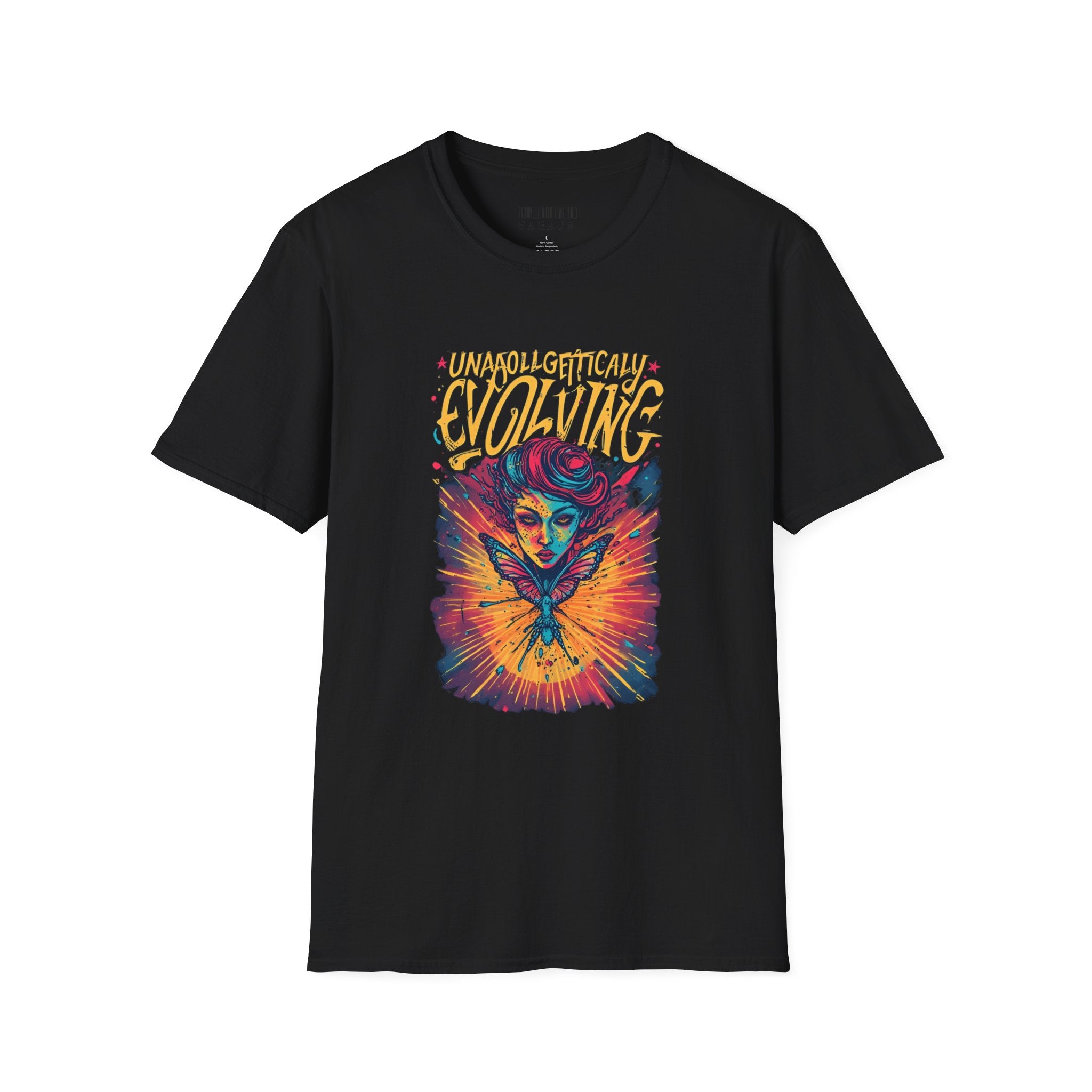 Evolving Butterfly Graphic T-Shirt — "Unapologetically Evolving" Vibrant Psychedelic Tee