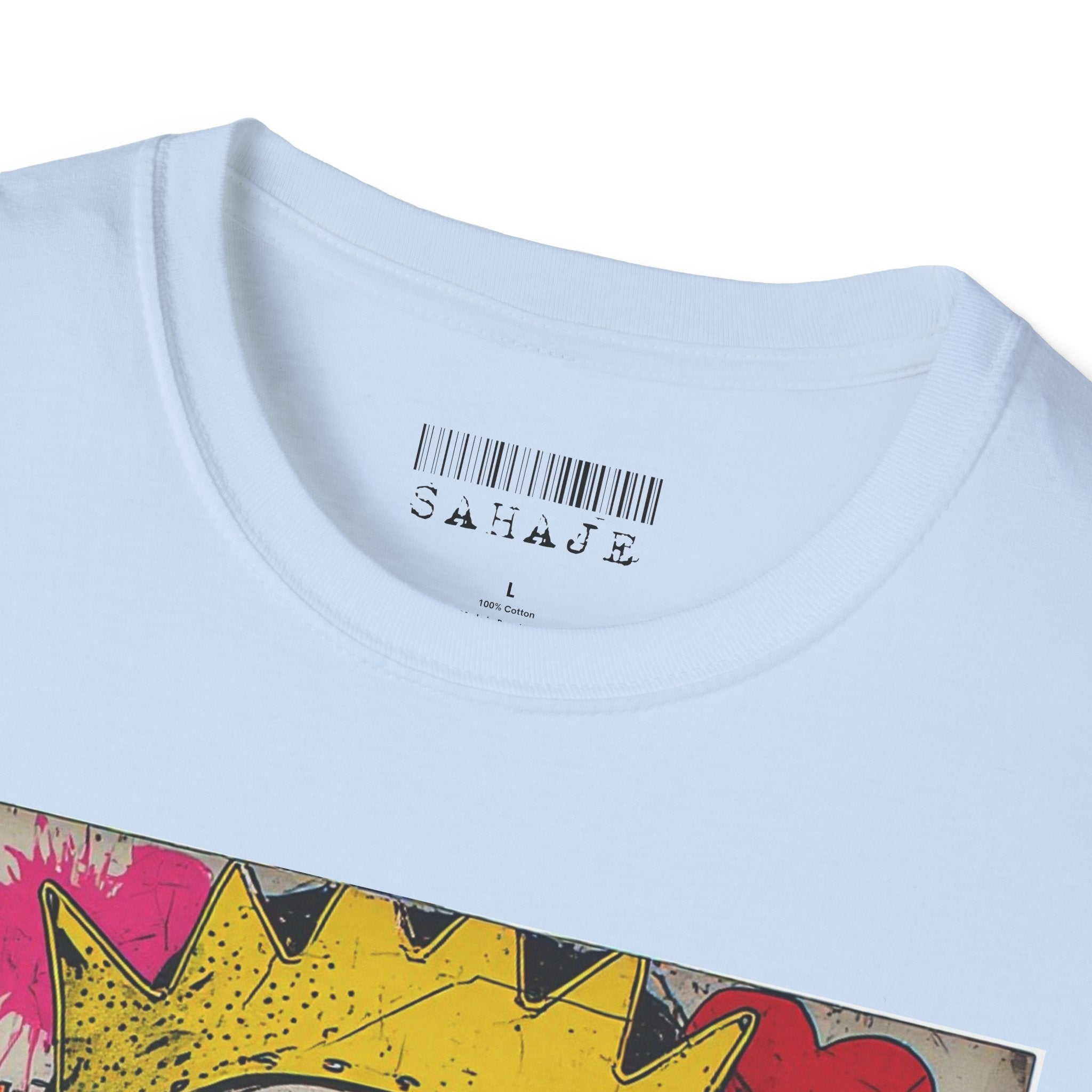 Abstract Pop Art Portrait T-Shirt — Neon Crown & Sunglasses Graphic