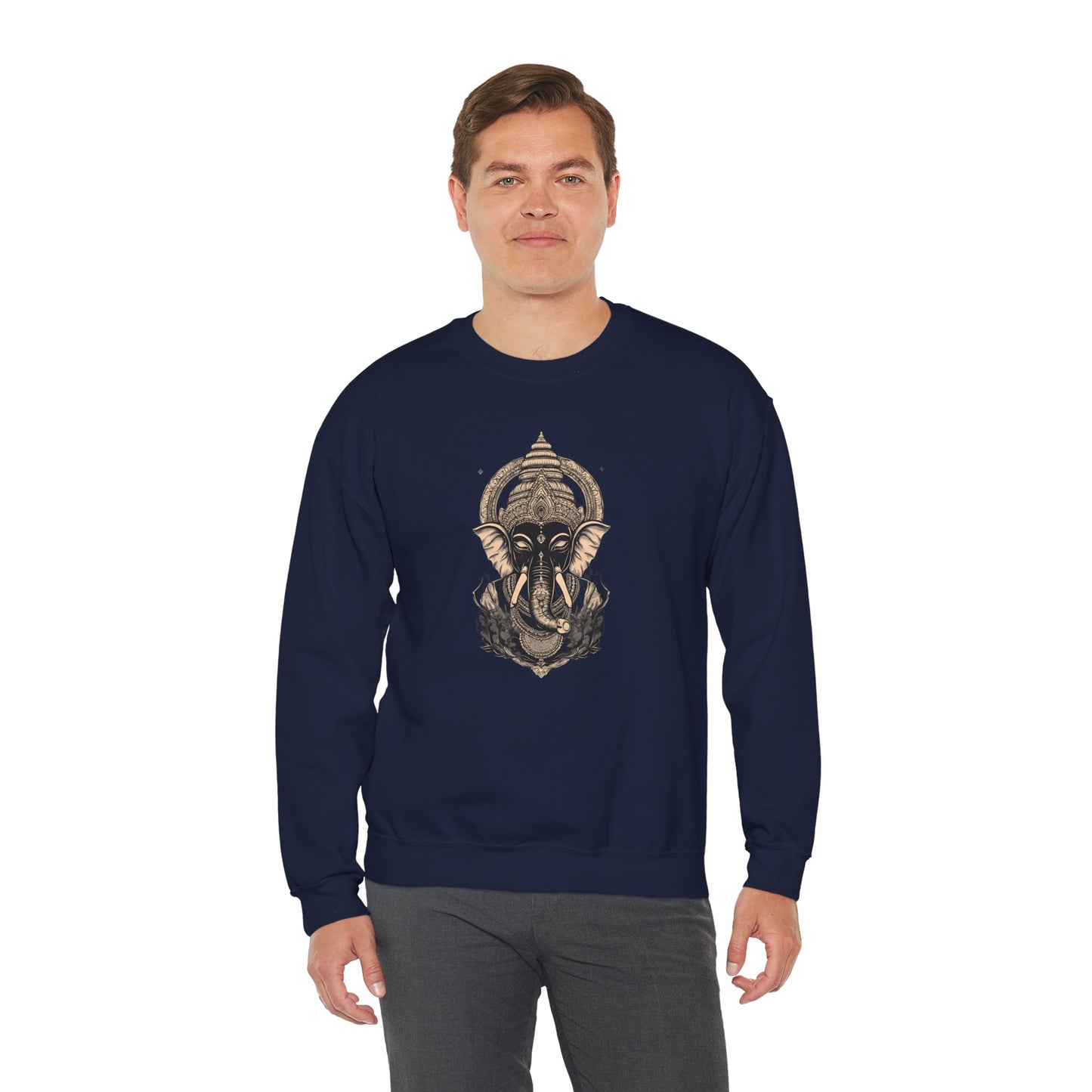 Elephant Mandala Crewneck Sweatshirt — Spiritual Indian-Inspired Graphic