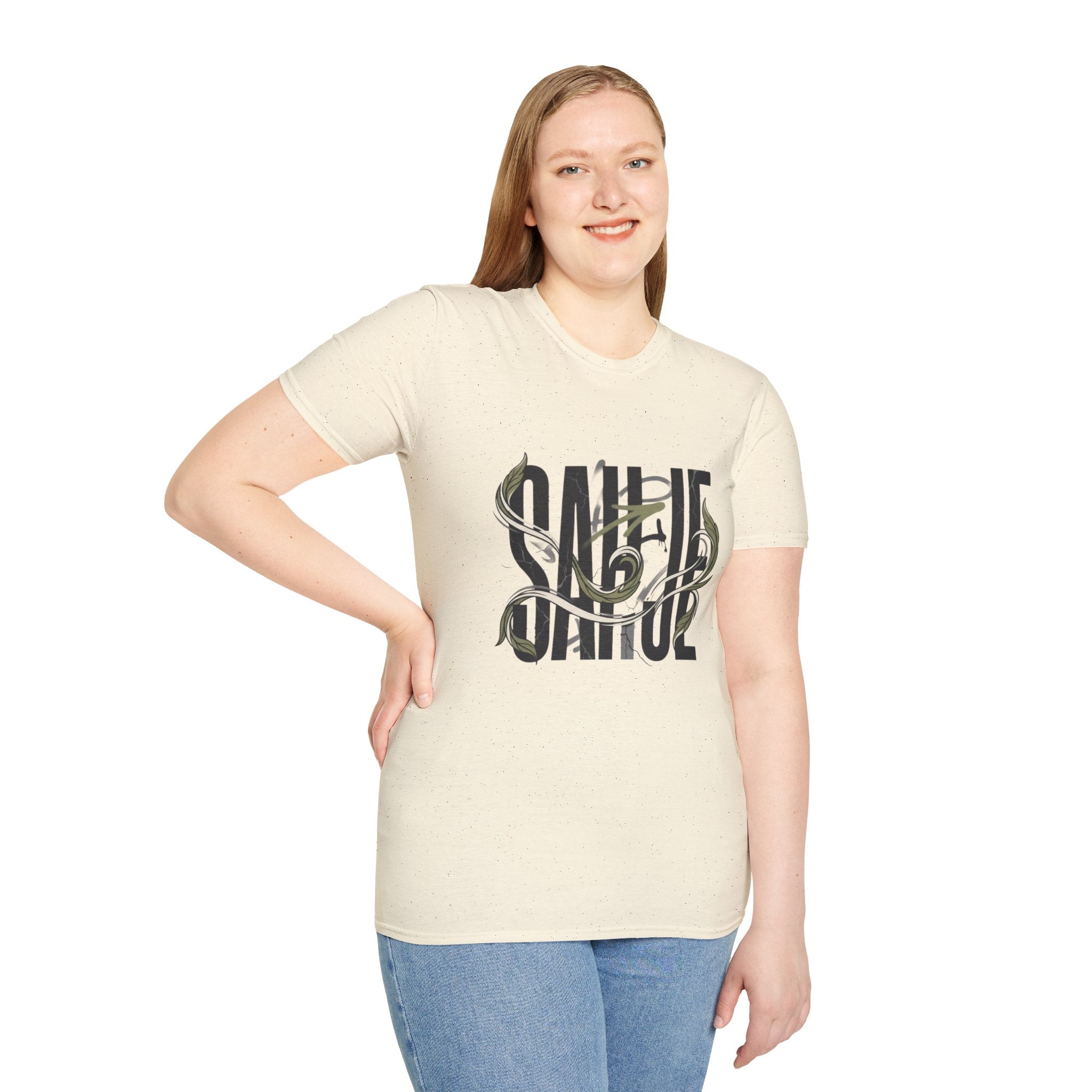 Saurus Graphic T-Shirt — Retro Block Lettering with Snake Illustration