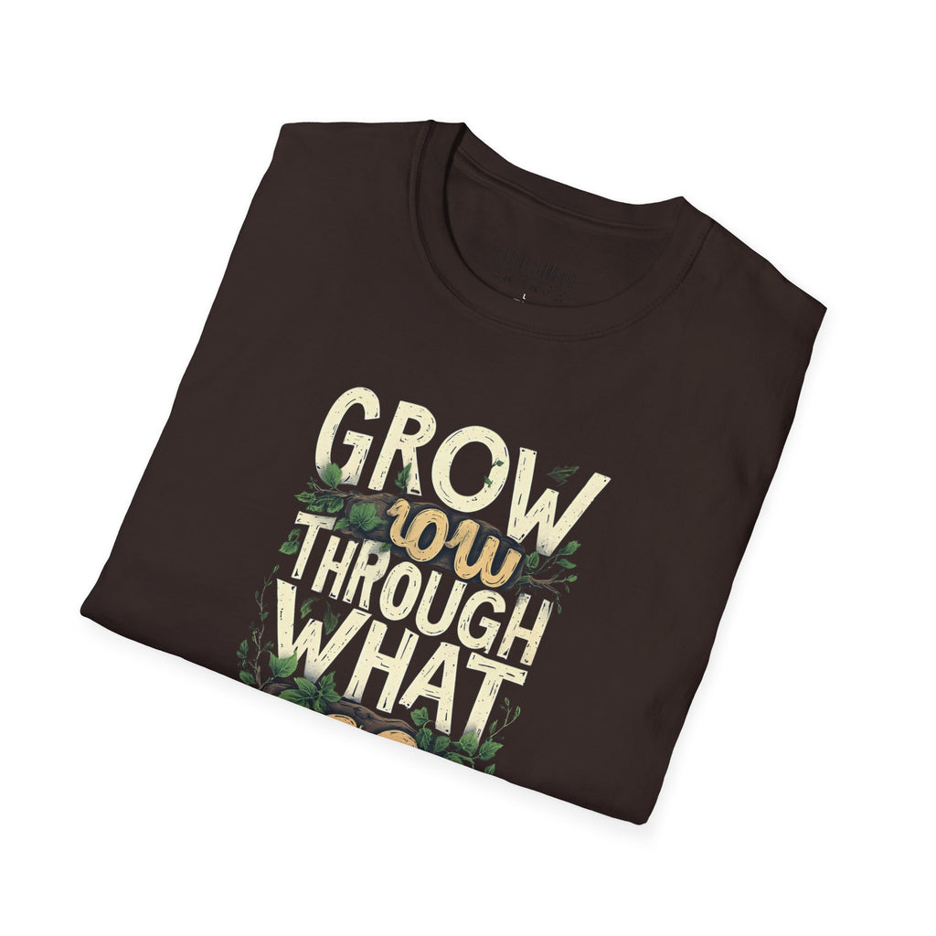 T-Shirt — Floral 'Grow Slow, Go Through' Inspirational Graphic Tee