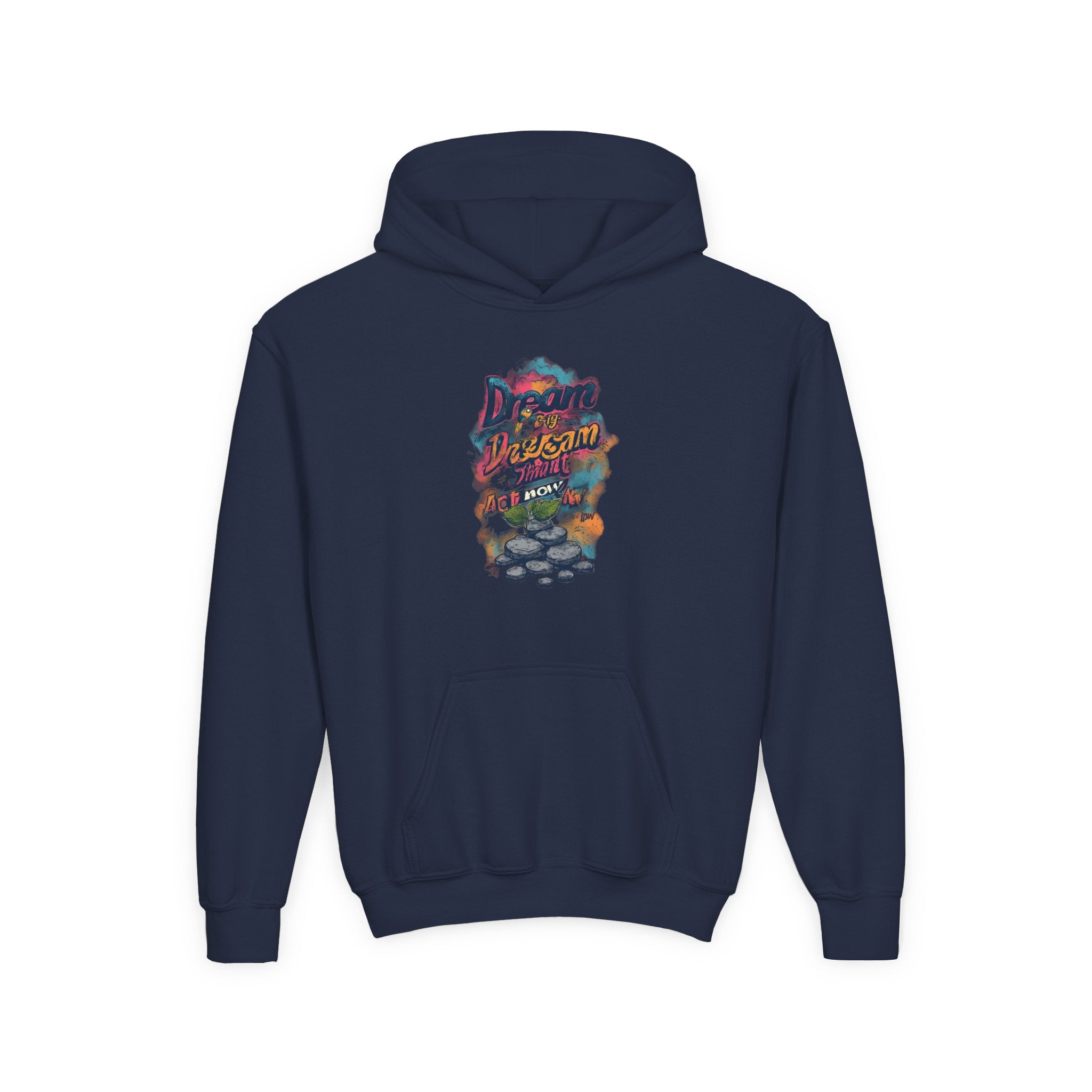 Dream Chasin' Youth Hoodie — Colorful Motivational Graphic Hoodie