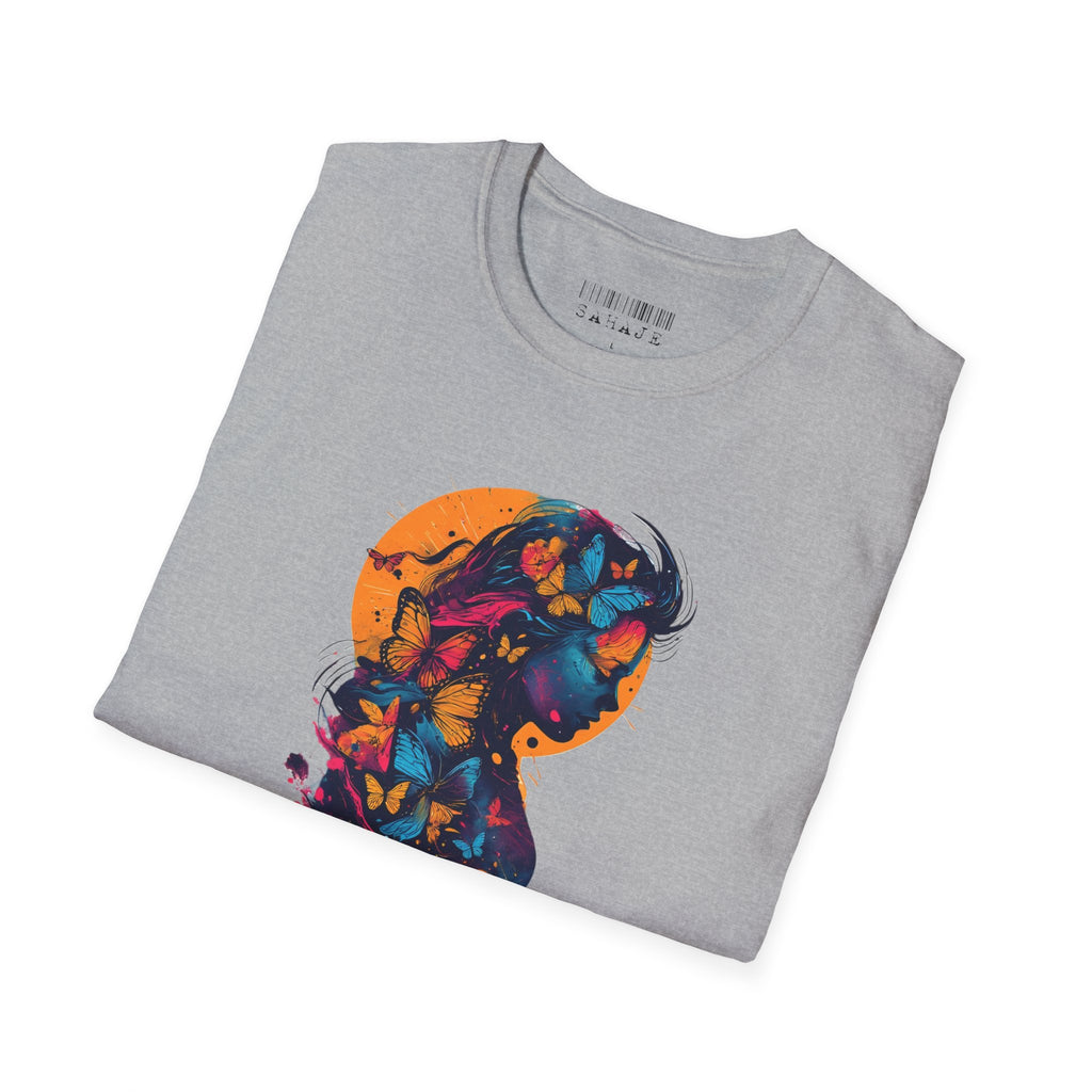 Butterfly Silhouette T-Shirt — Colorful Floral Profile Tee