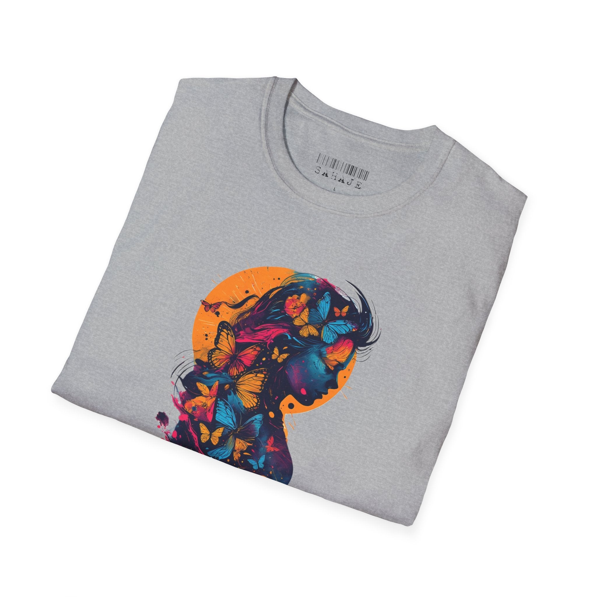 Butterfly Silhouette T-Shirt — Colorful Floral Profile Tee