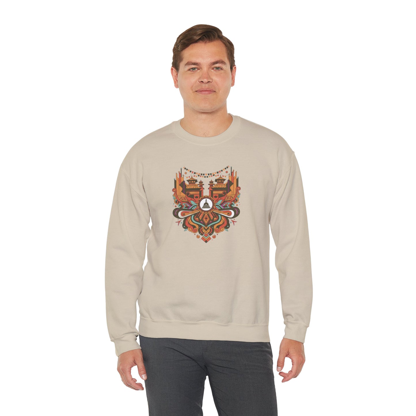 Vintage Tribal Fox Sweatshirt — Geometric Forest Animal Crewneck