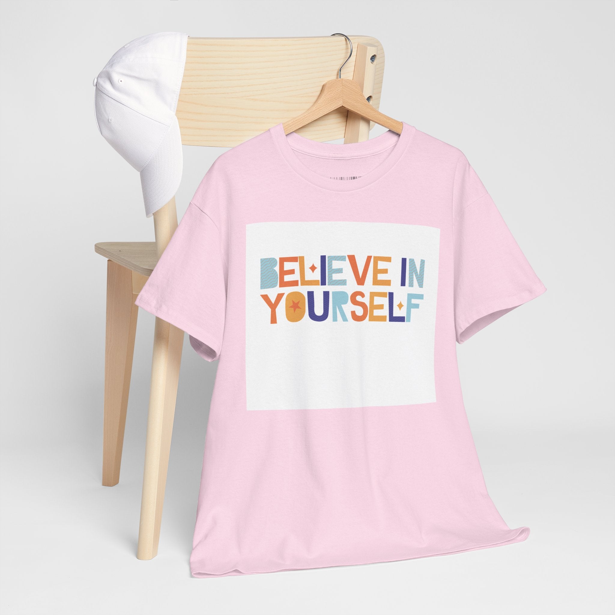 T-Shirt — "Believe in Yourself" Colorful Retro Motivational Tee