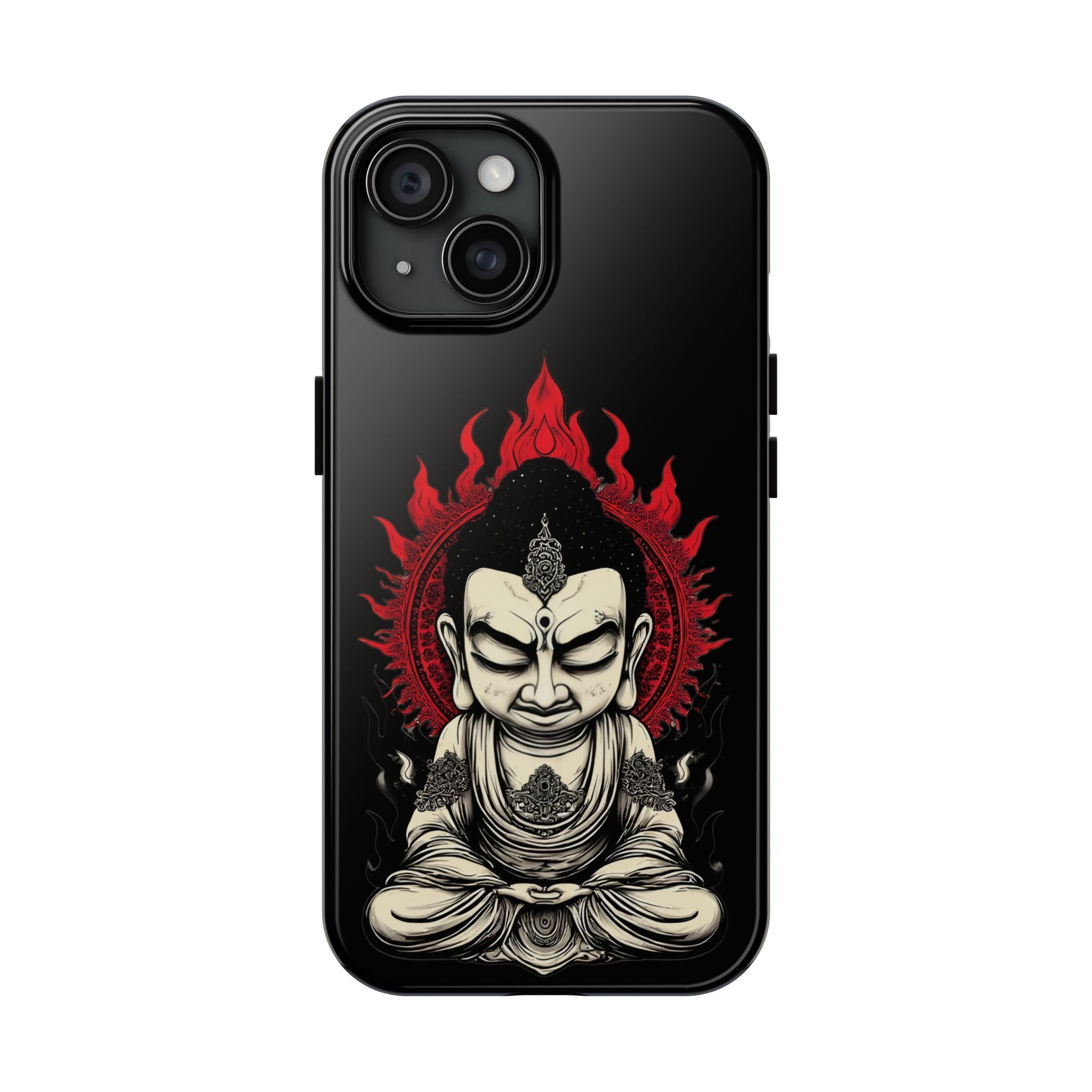 Meditative Buddha Tough Phone Case — Red Flame Zen Protection