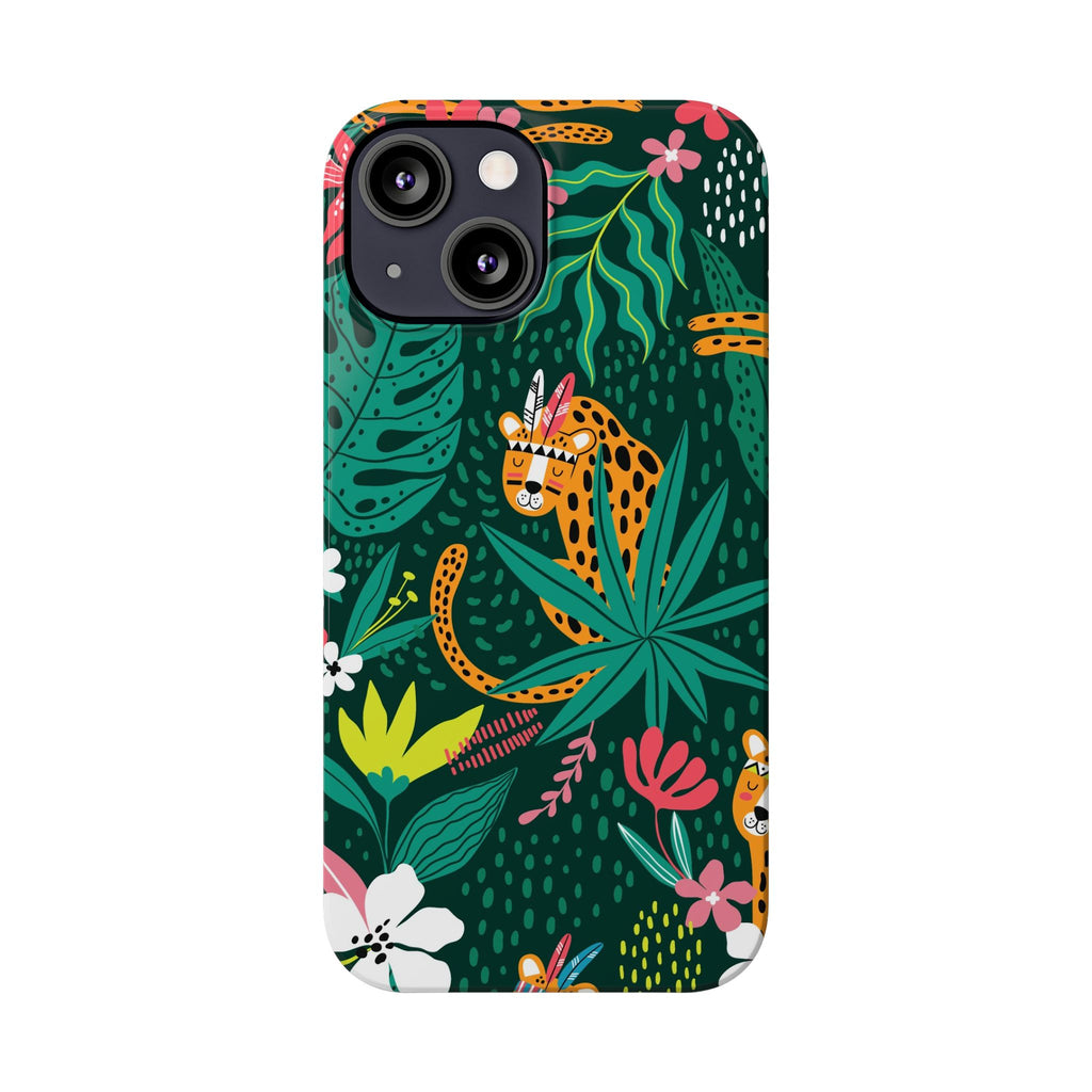 Slim Phone Case — Tropical Jungle Leopard Floral Pattern (Slim Protective Phone Cover)