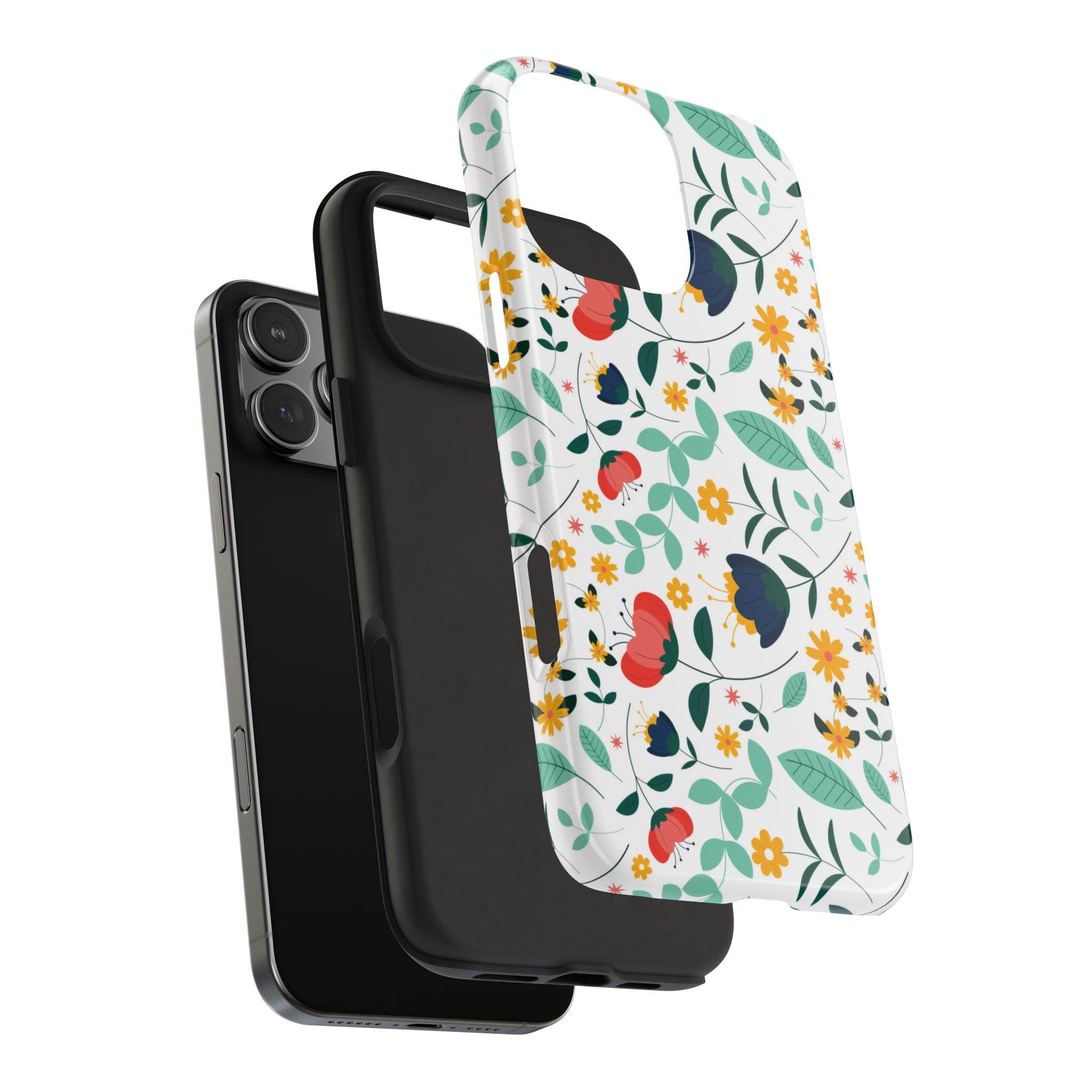 Floral Pattern Tough Phone Case — Colorful Spring Flowers Phone Cover