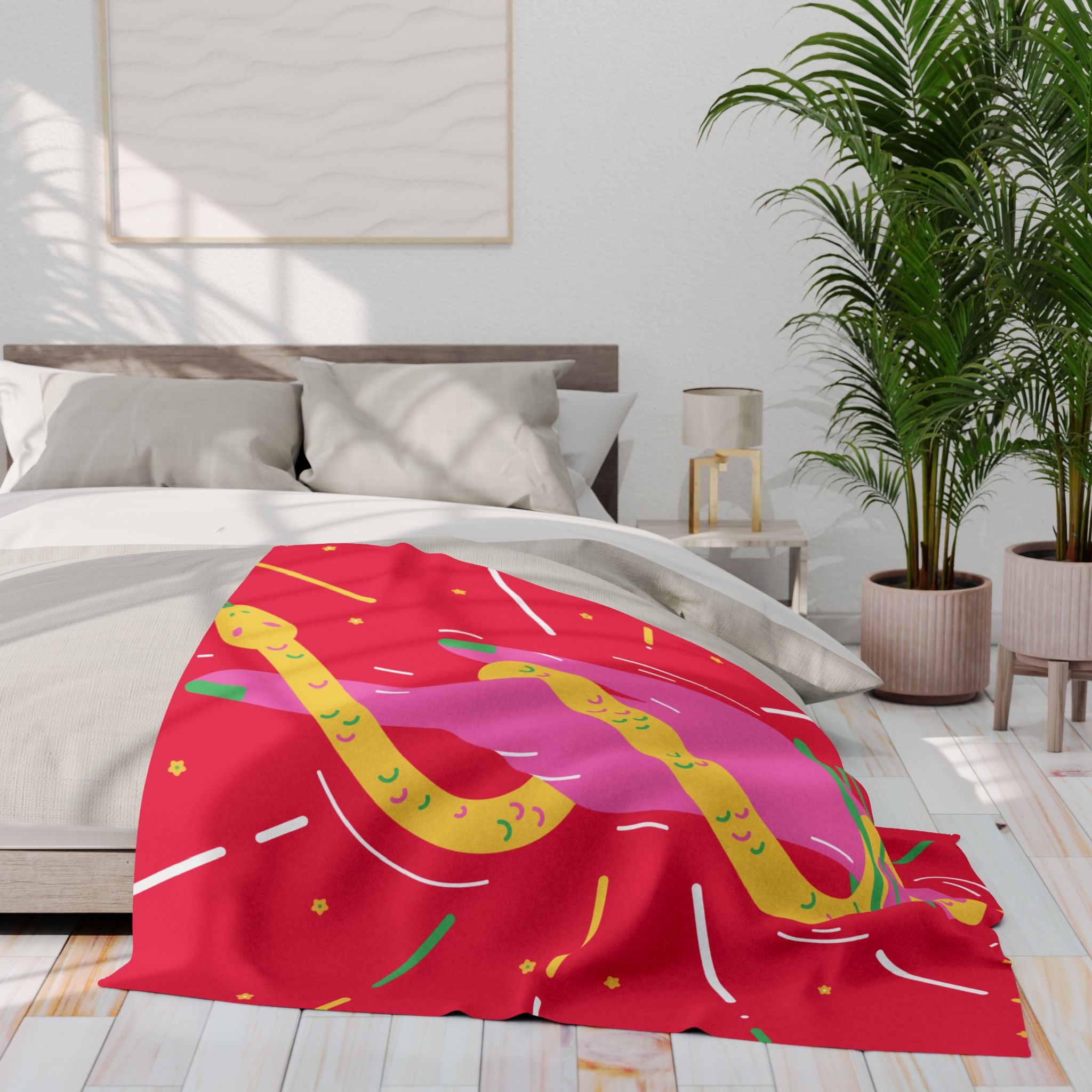 Vibrant Snake Hand Fleece Blanket