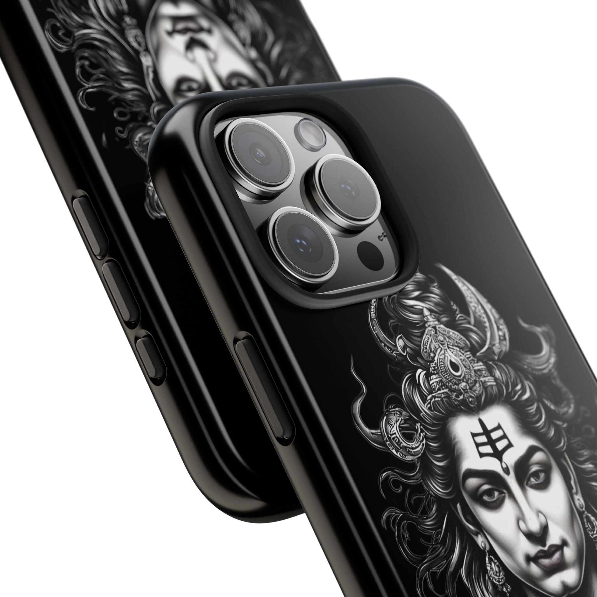 Phone Case — Intricate Lord Shiva Illustration on Black Tough Case