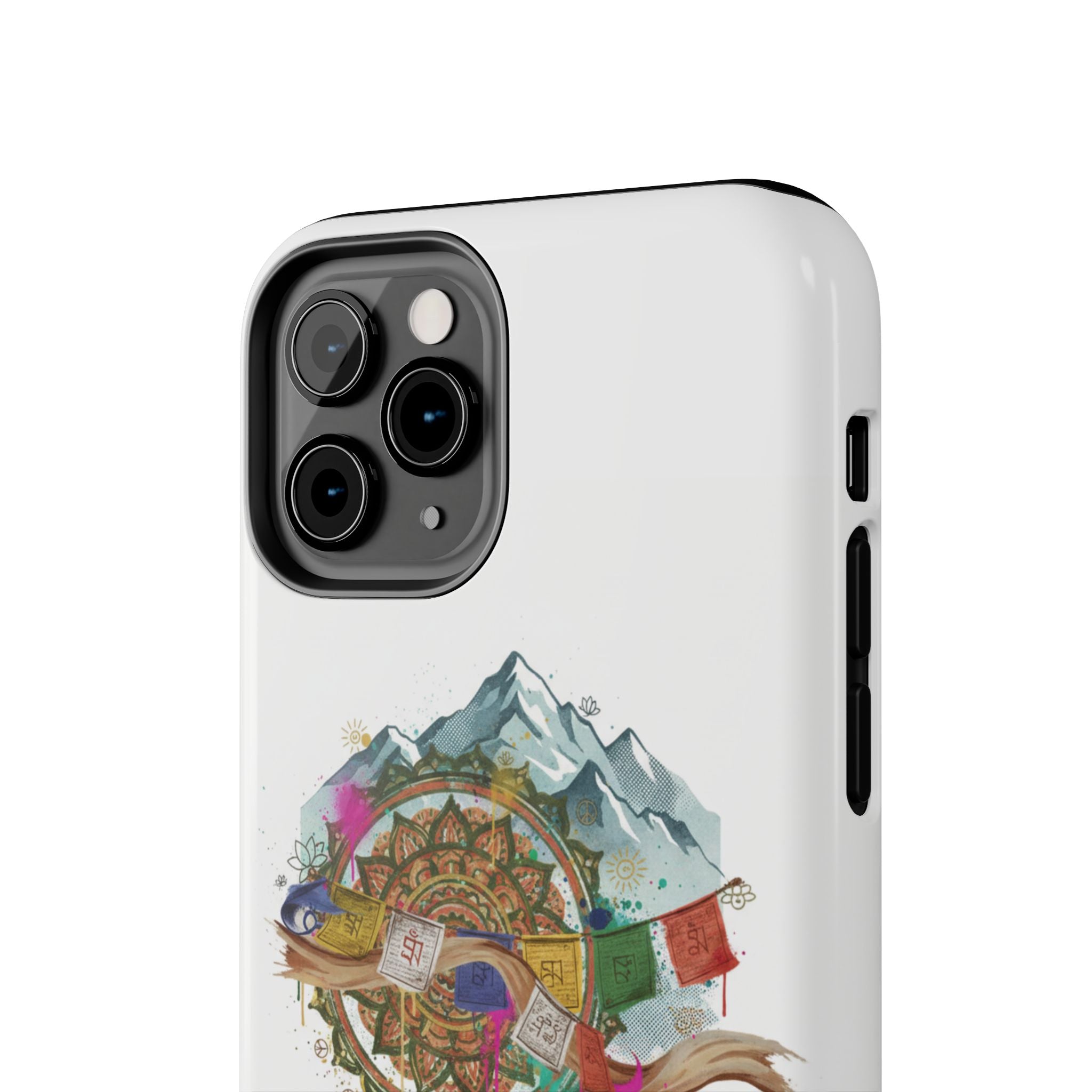 Mountain Compass Tough Phone Case with Prayer Flags & Fish Design