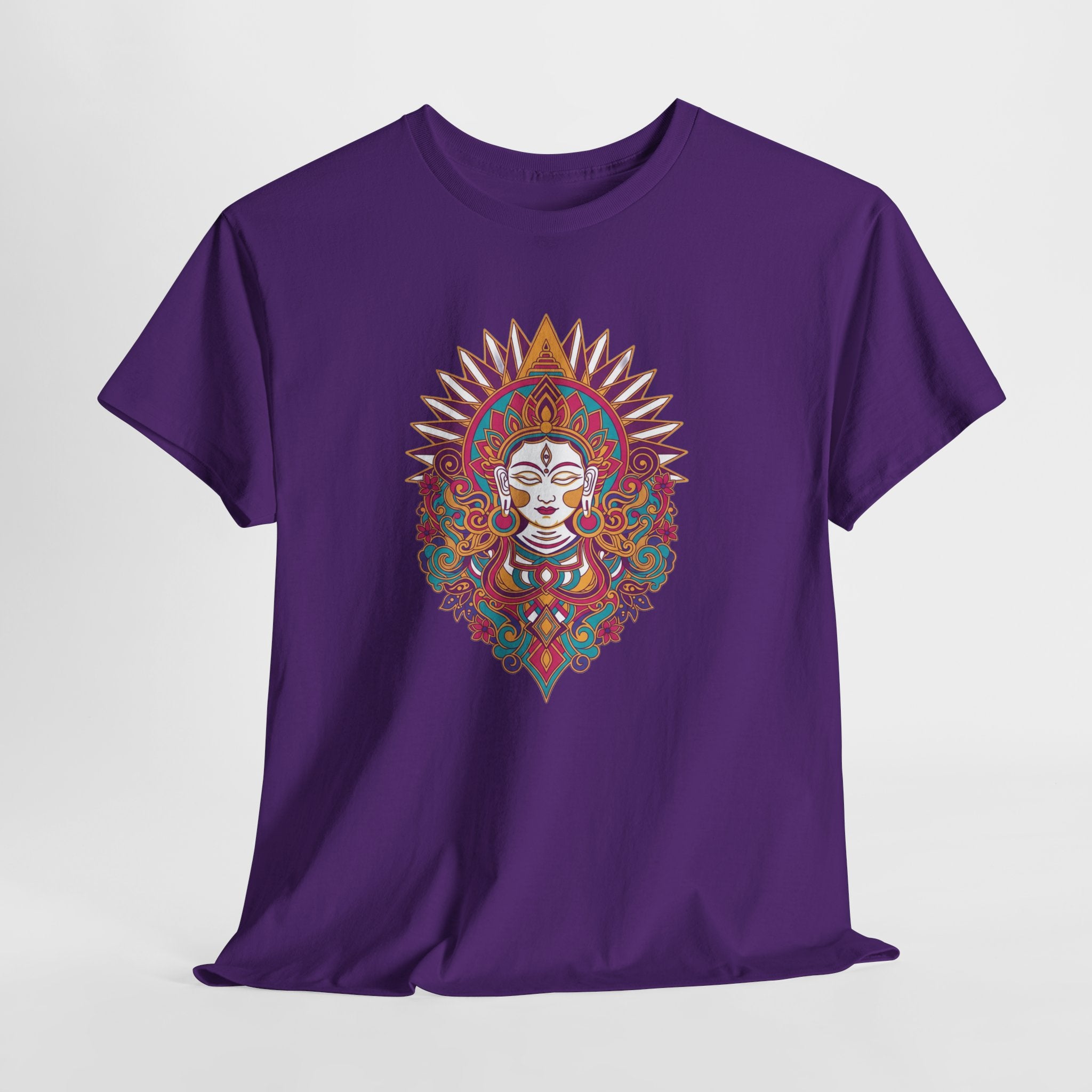 Spiritual Goddess Sun Mandala Tee — Colorful Boho Yoga T‑Shirt