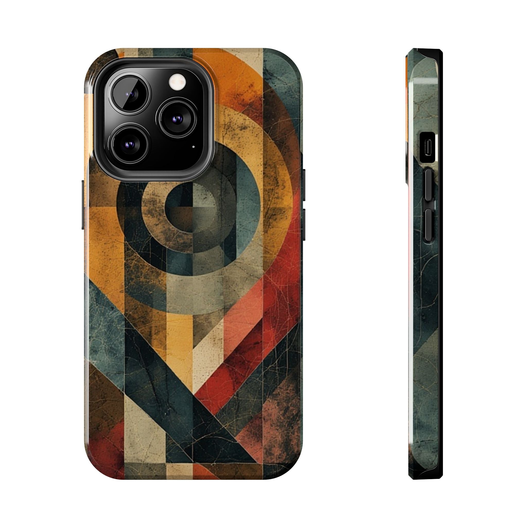 Retro Geometric Tough Phone Case — Vintage Target Circle Design