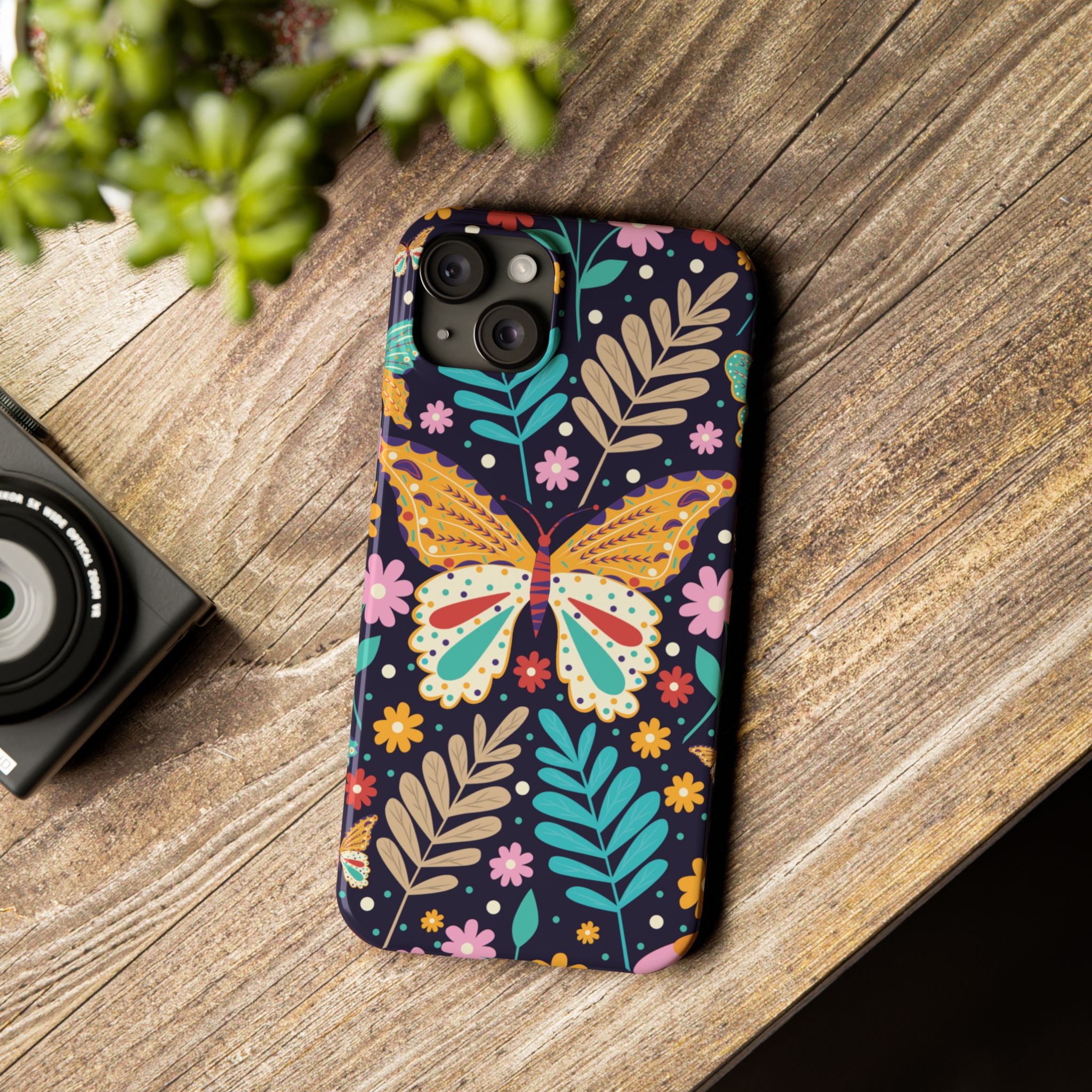 Butterfly Floral Slim Phone Case — Colorful Boho Garden Design