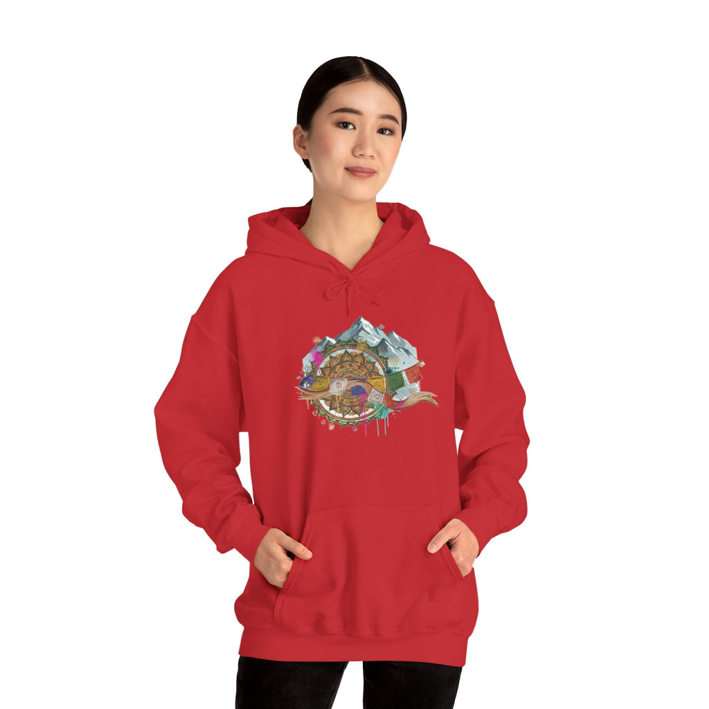 Adventure Landscape Hoodie — Cozy Mountain & Cabin Graphic Sweatshirt