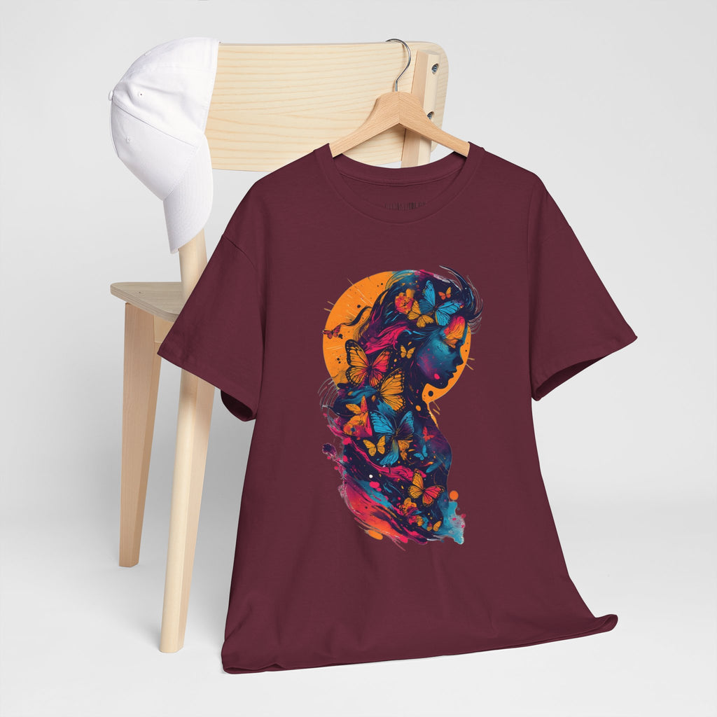 Butterfly Silhouette Graphic Tee — Colorful Maternity Profile Design