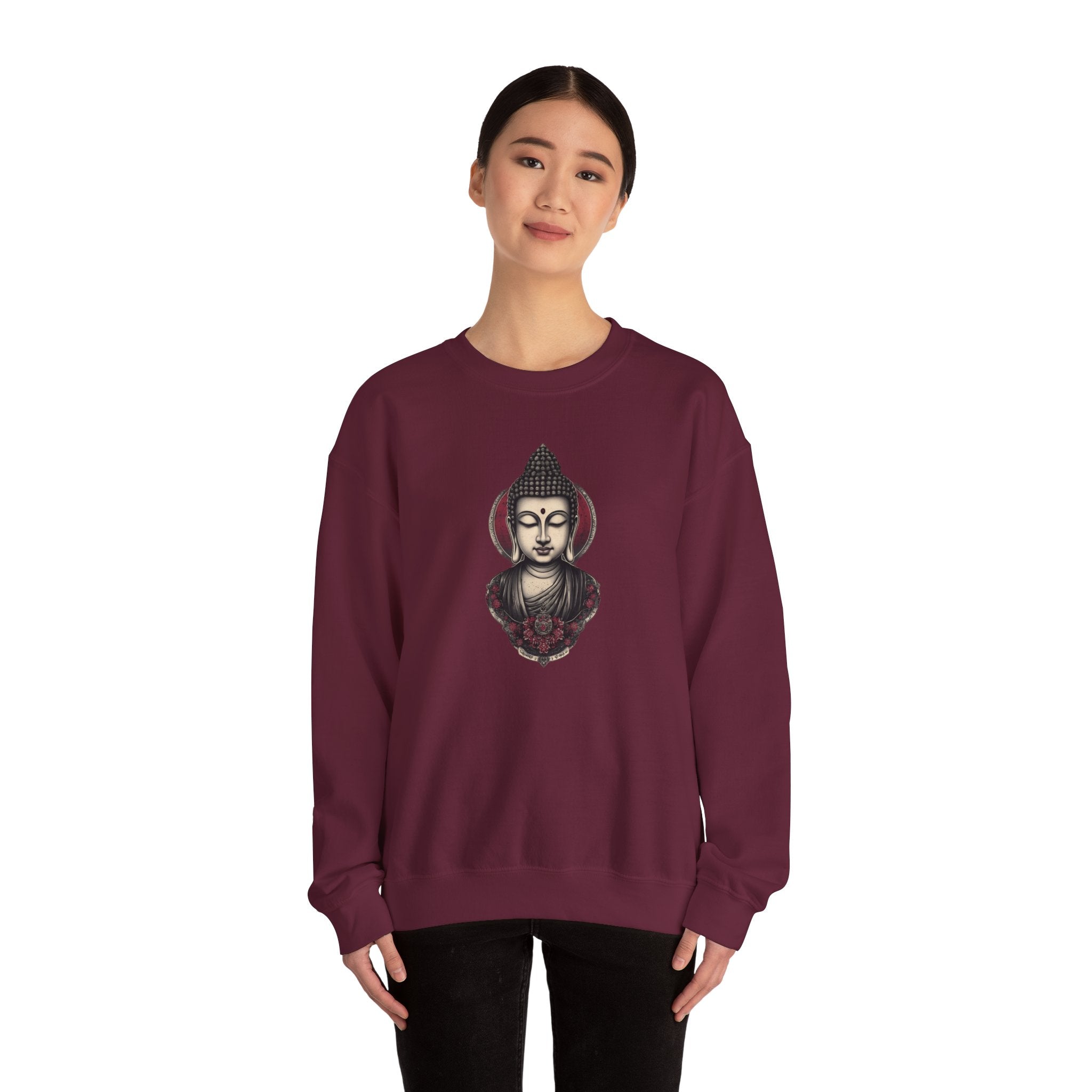 Buddha Lotus Crewneck Sweatshirt — Tranquil Meditation Graphic