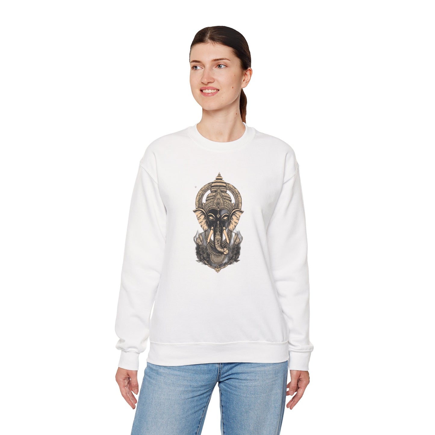 Elephant Mandala Crewneck Sweatshirt — Spiritual Indian-Inspired Graphic