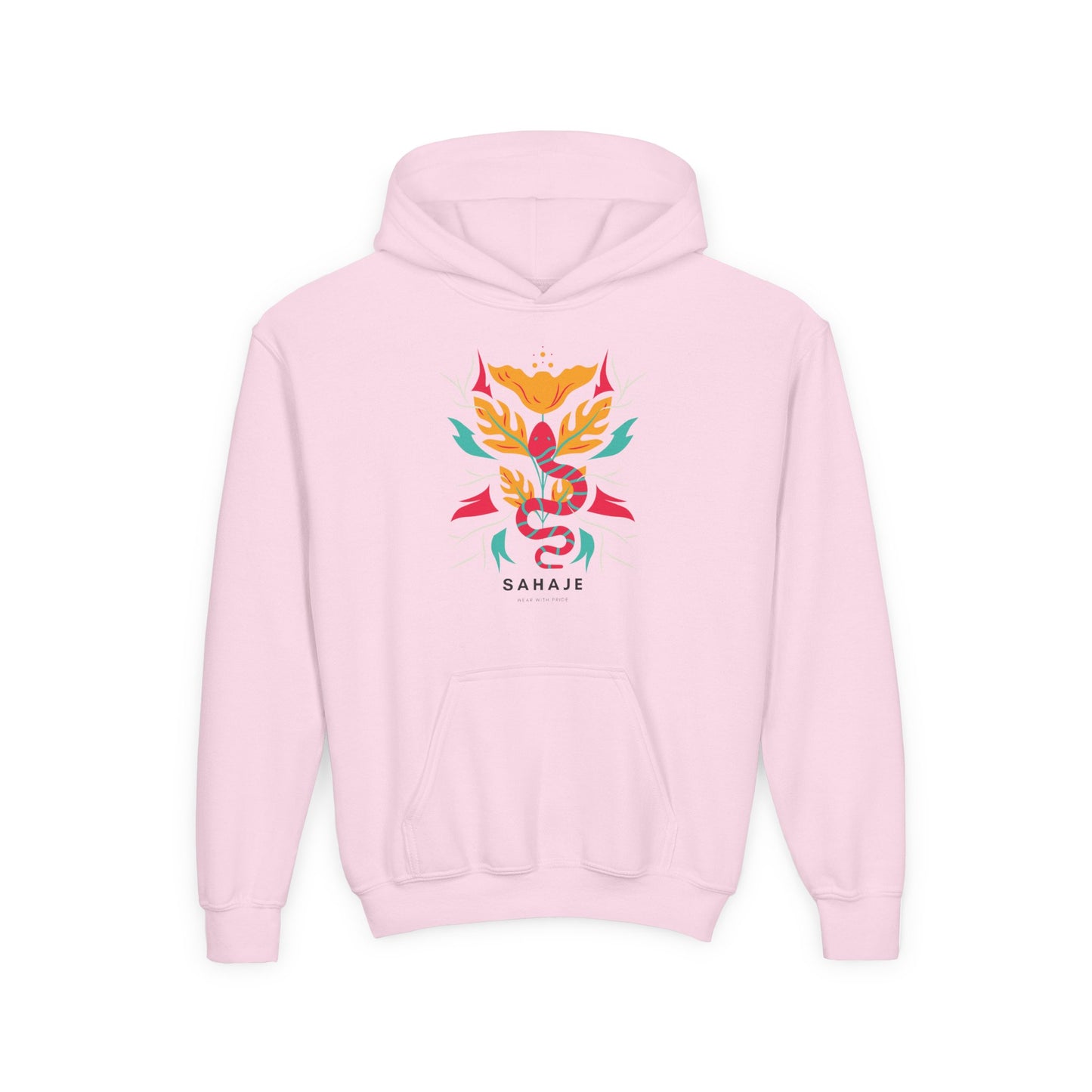 Youth Hoodie — Colorful Sahaja Floral Serpent Design
