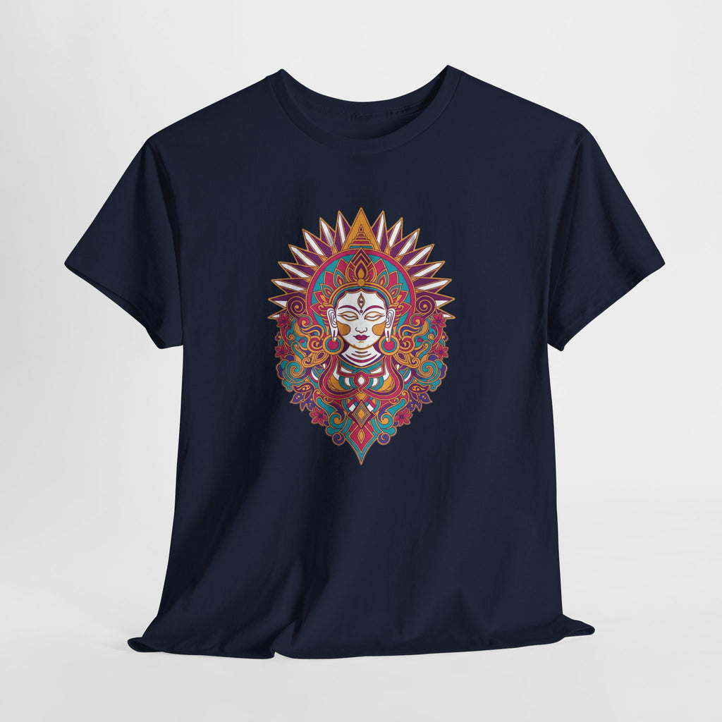 Spiritual Goddess Sun Mandala Tee — Colorful Boho Yoga T‑Shirt