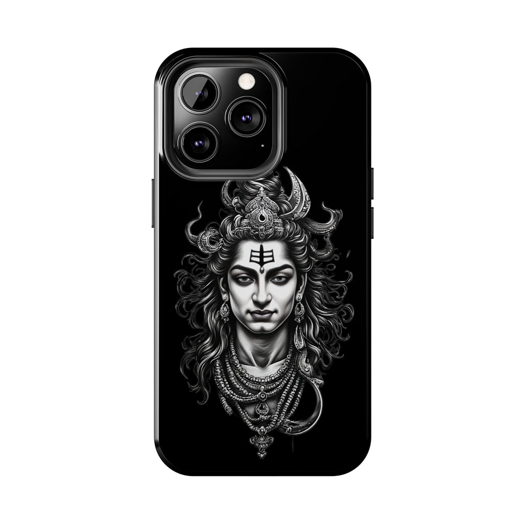 Phone Case — Intricate Lord Shiva Illustration on Black Tough Case