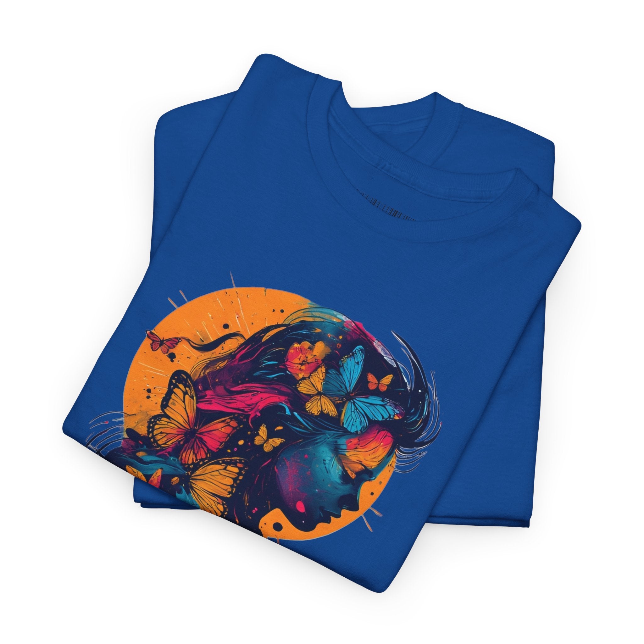 Butterfly Silhouette Graphic Tee — Colorful Maternity Profile Design
