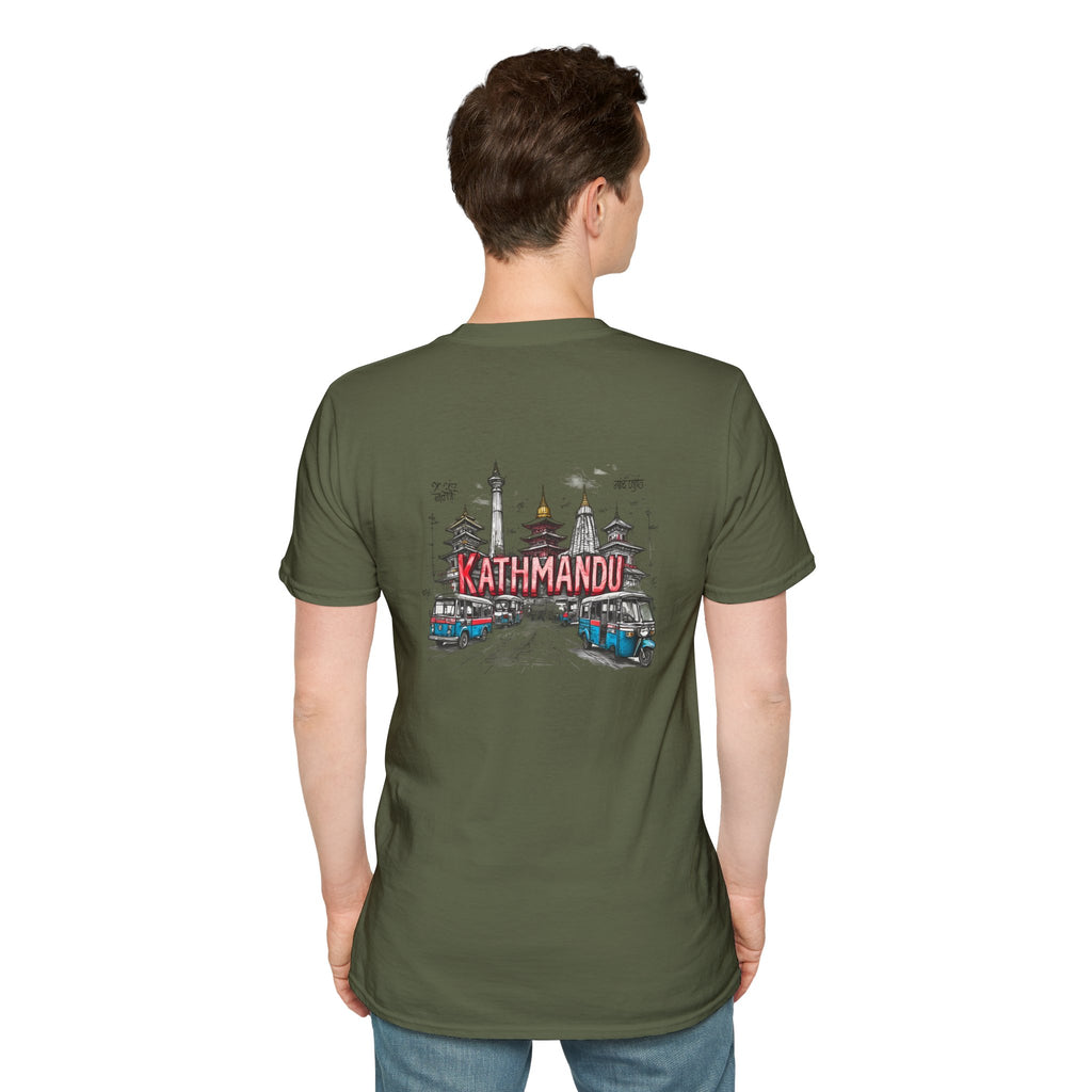 Kathmandu Travel T-Shirt — Nepali Temple & Vintage Jeep Graphic tee