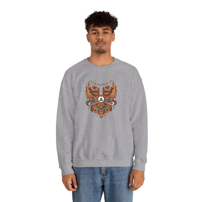 Vintage Tribal Fox Sweatshirt — Geometric Forest Animal Crewneck