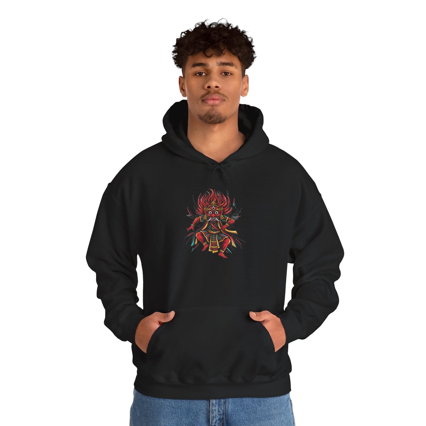 Demonic Oni Mask Hoodie — Japanese Demon Illustration Sweatshirt