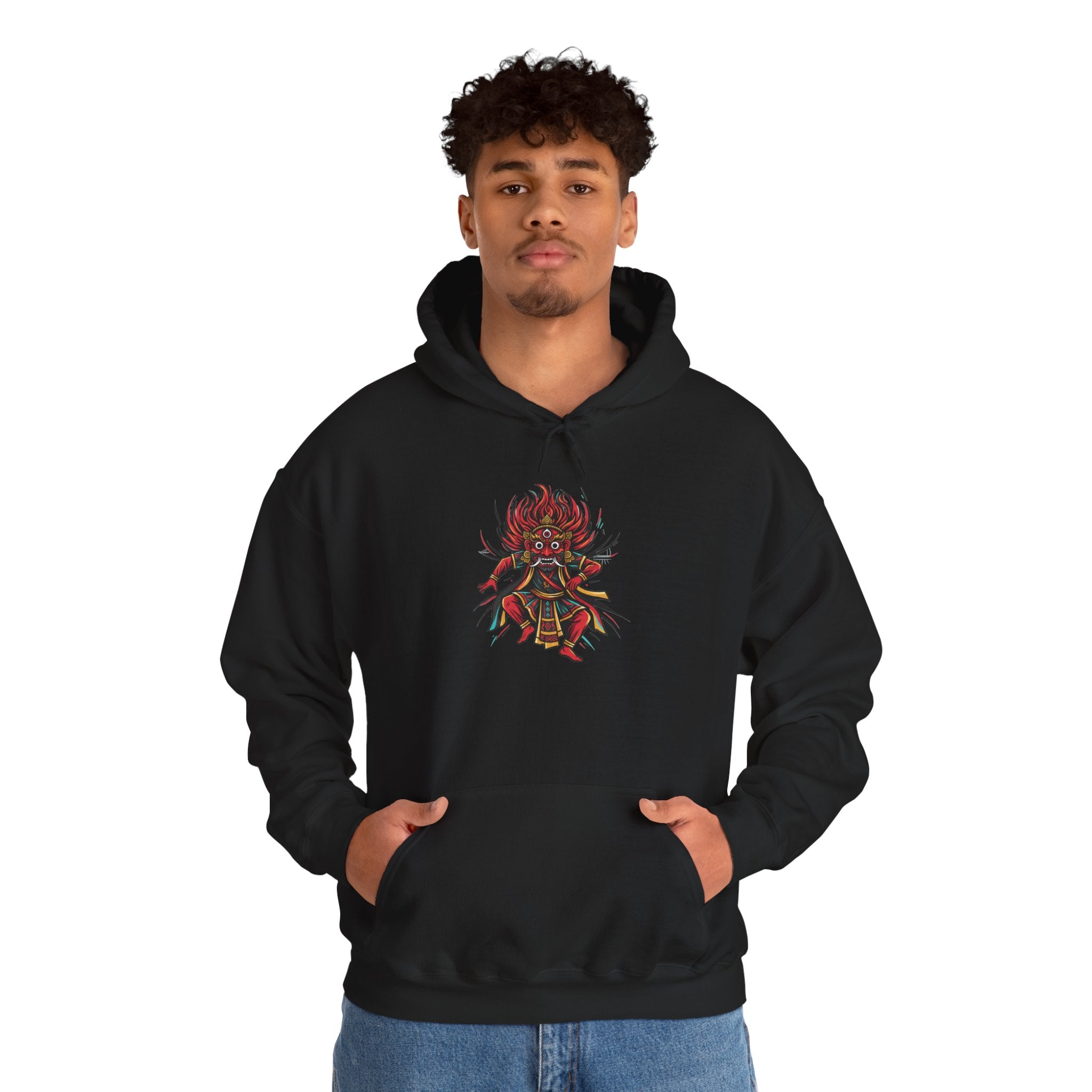 Demonic Oni Mask Hoodie — Japanese Demon Illustration Sweatshirt