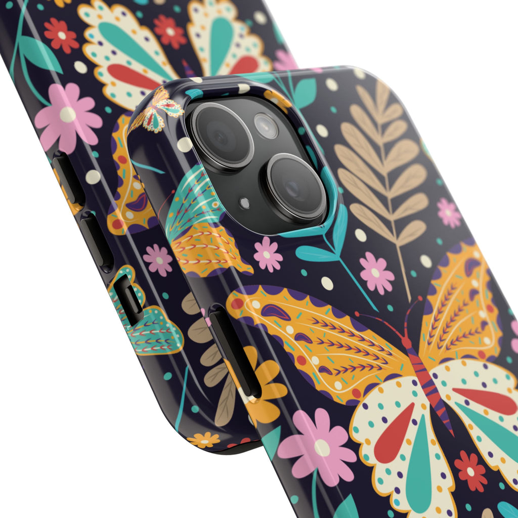 Floral Butterfly Tough Phone Case — Colorful Garden Protective Cover