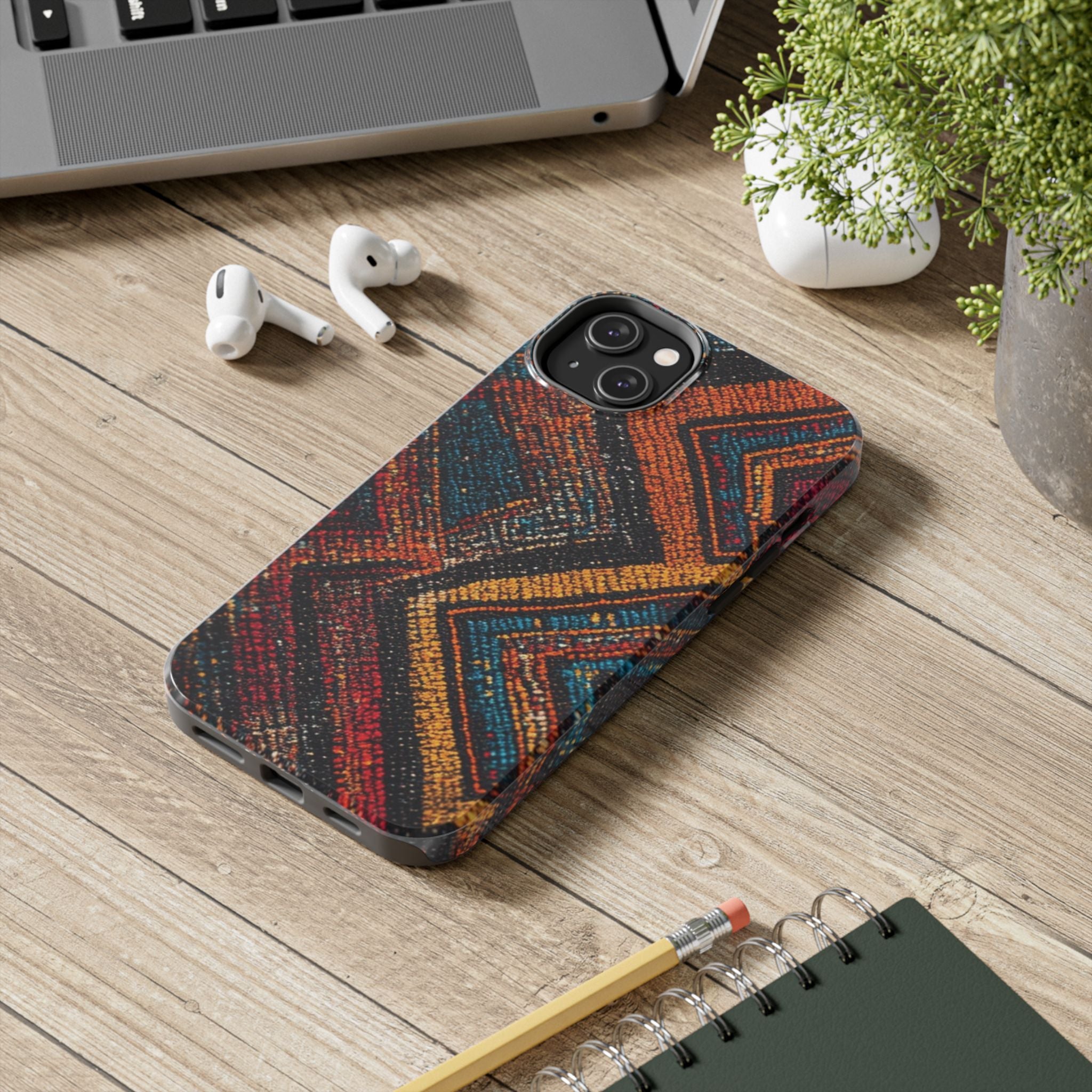 Tough Phone Case — Boho Geometric Rug Pattern, Protective iPhone Cover