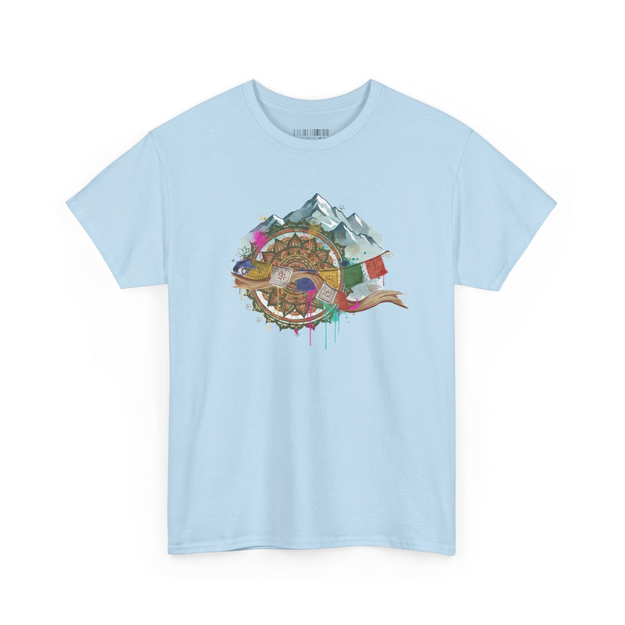 Adventure Compass Graphic Tee — Mountain, Globe & Flag Illustration